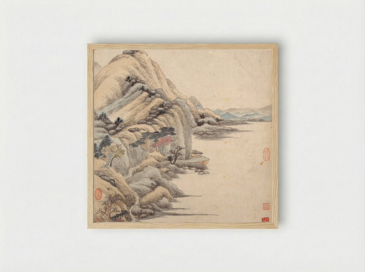 Landscapes in the styles of ancient masters - Wang Jian - Framed Print Wood