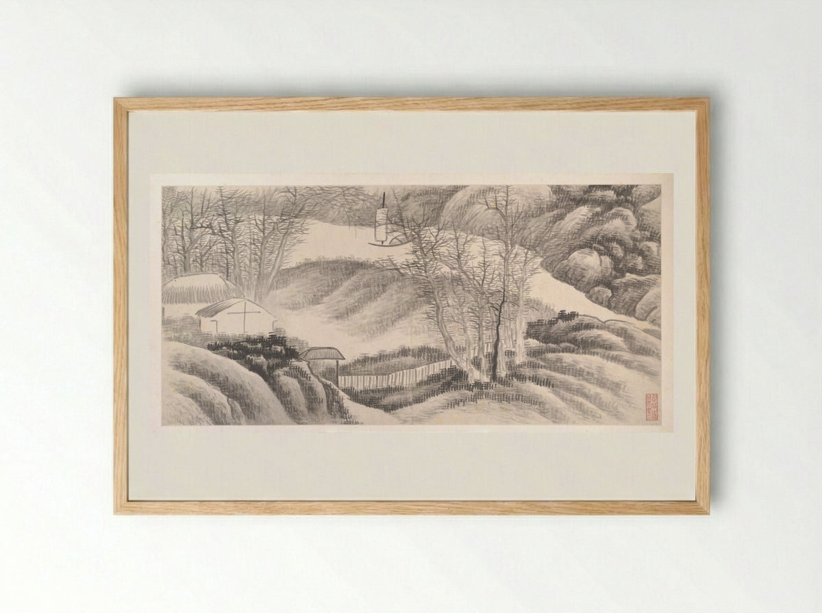 Landscapes of the Twelve Months - Gong Xian - Framed Print Wood