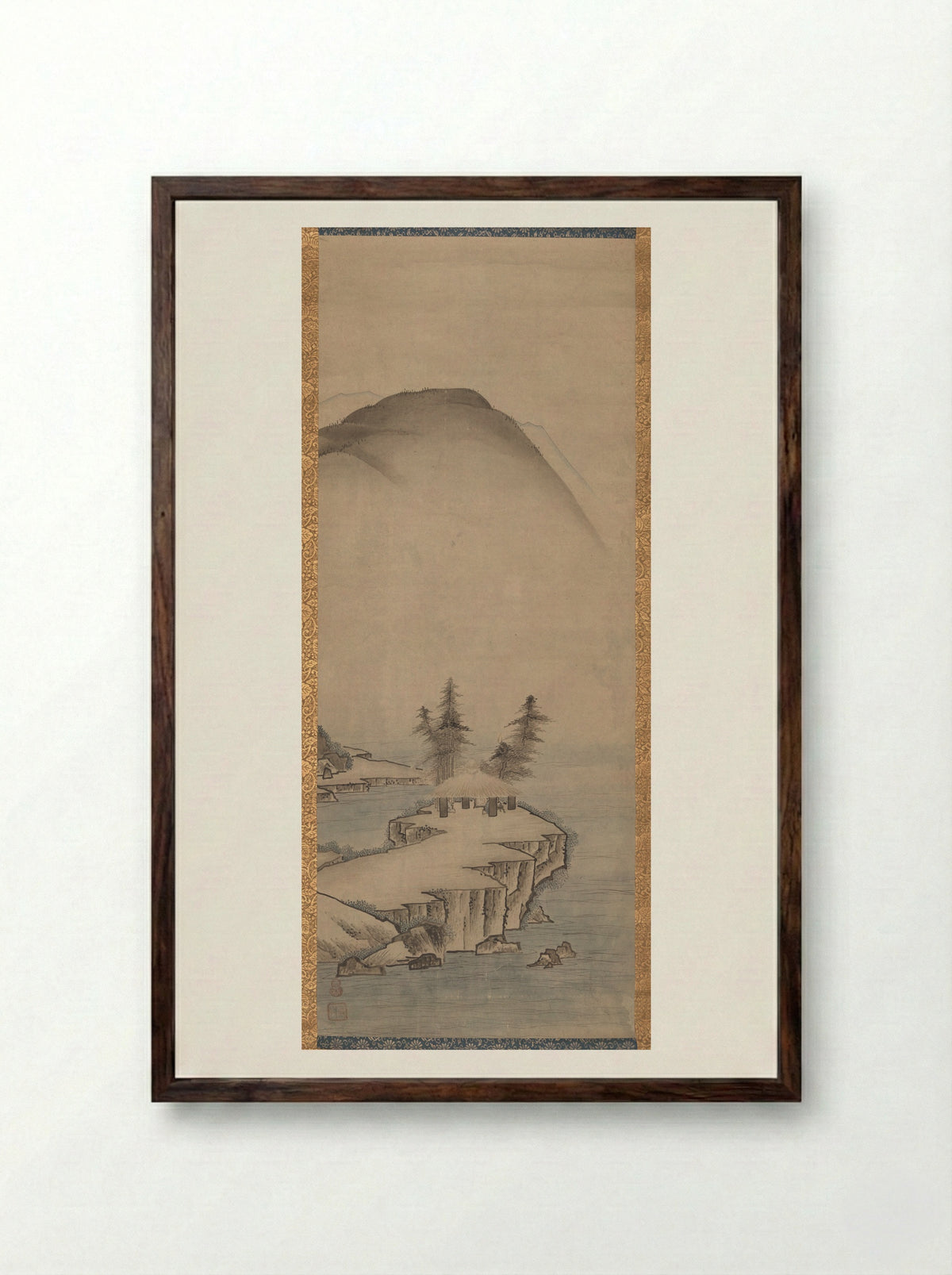 Landscapes (one of a pair) - Unkoku Tōyo - Framed Print Dark Wood
