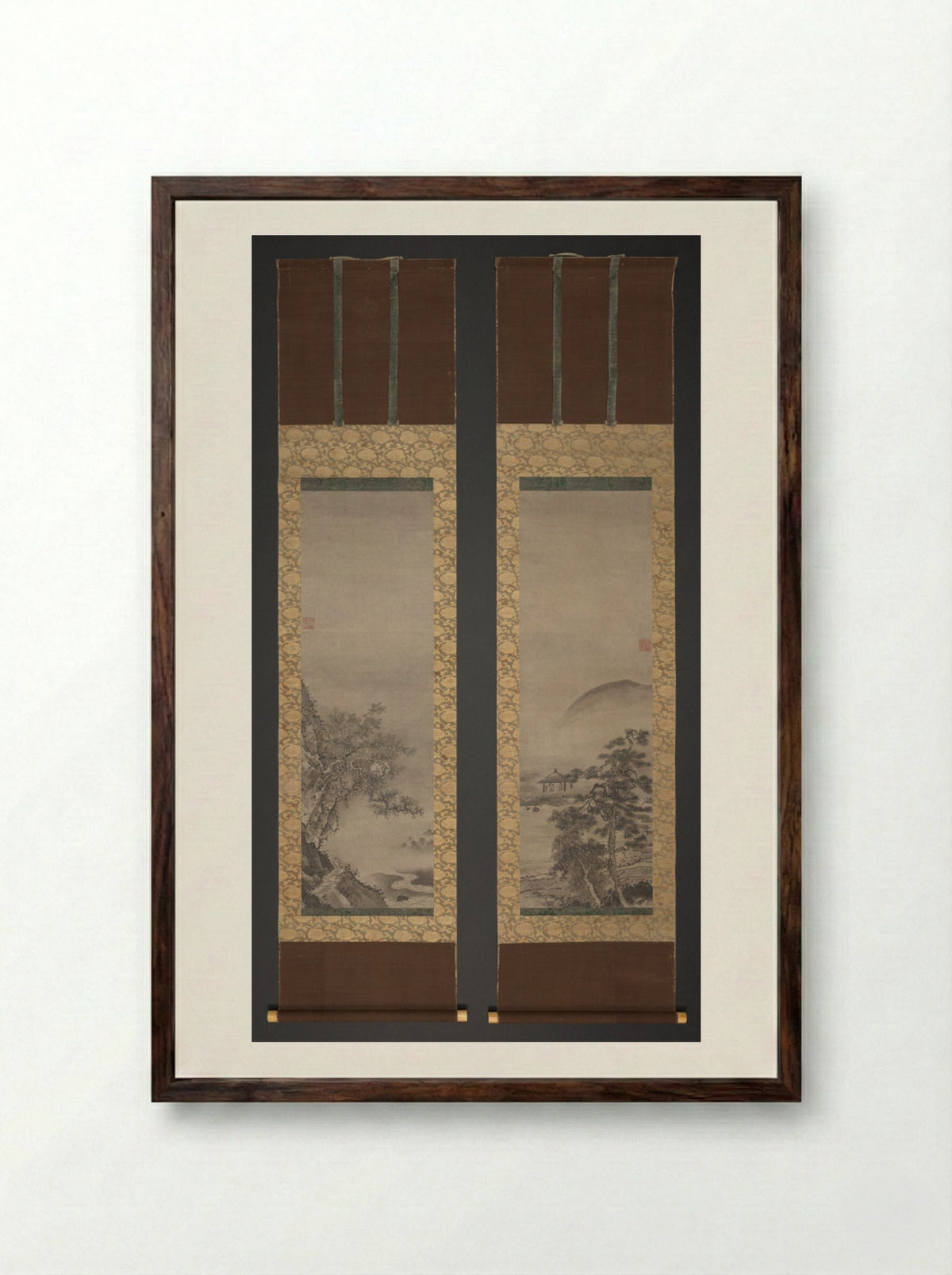 Landscapes with Figures - Shūgetsu Tōkan - Framed Print Dark Wood