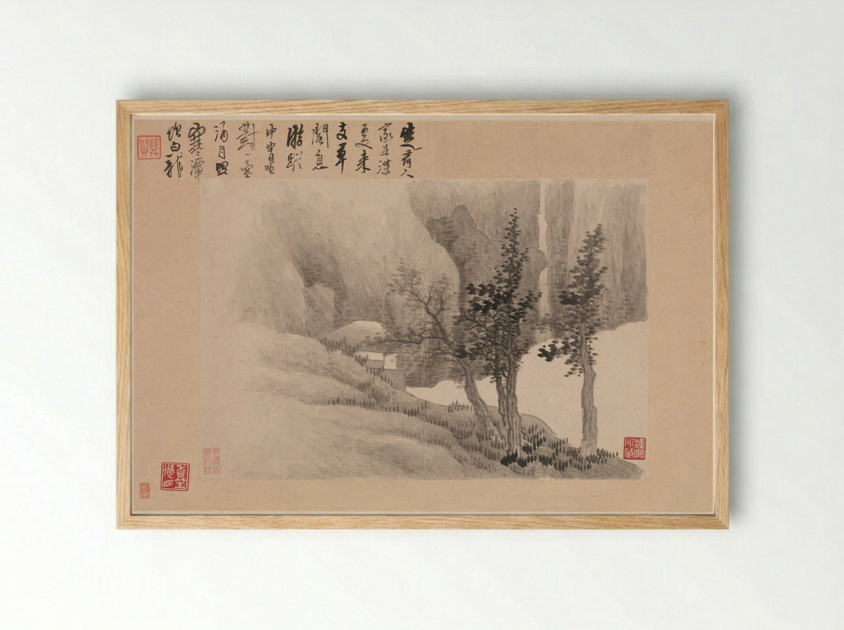 Landscapes with poems - Gong Xian - Framed Print Wood