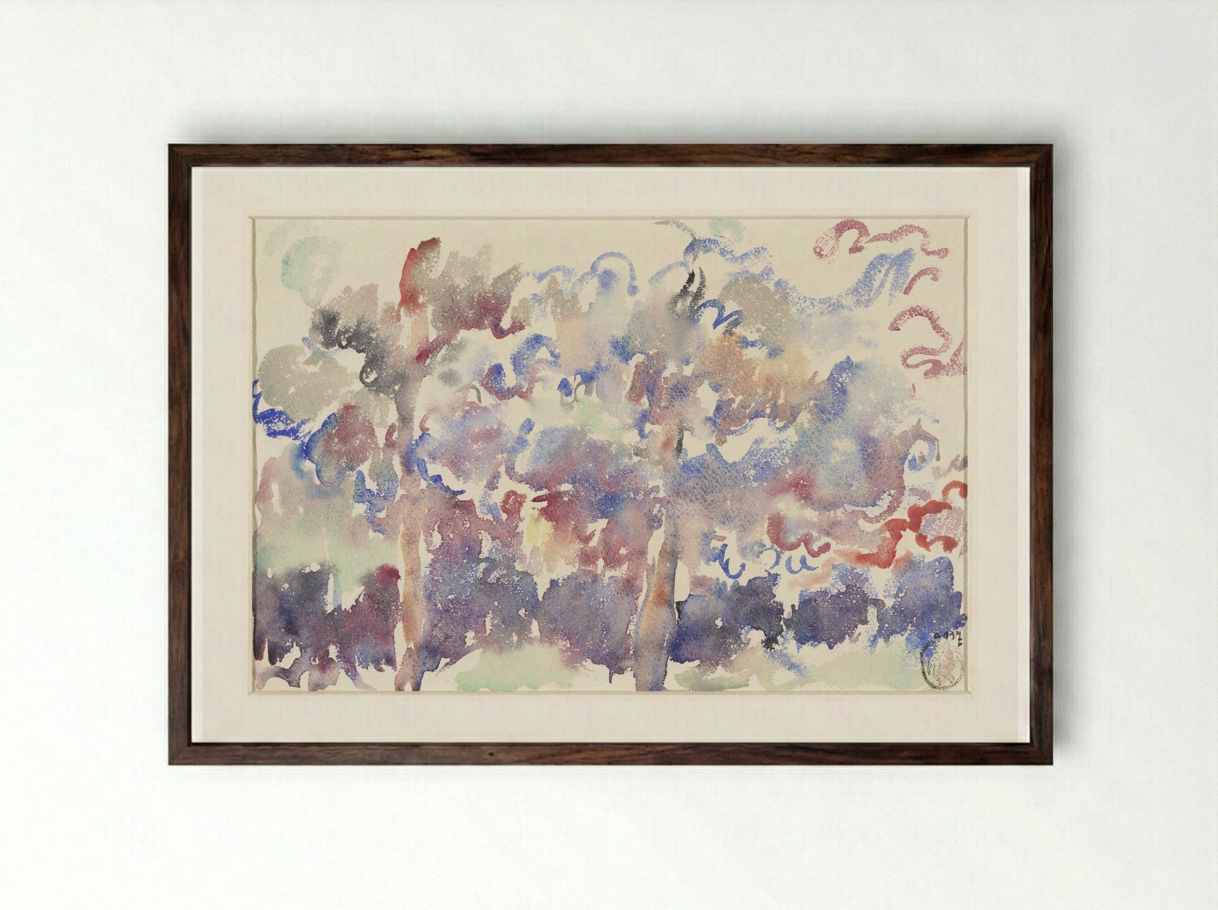 Landschap, Boitsfort, met bloeiende fruitbomen - Rik Wouters - Framed Print Dark Wood