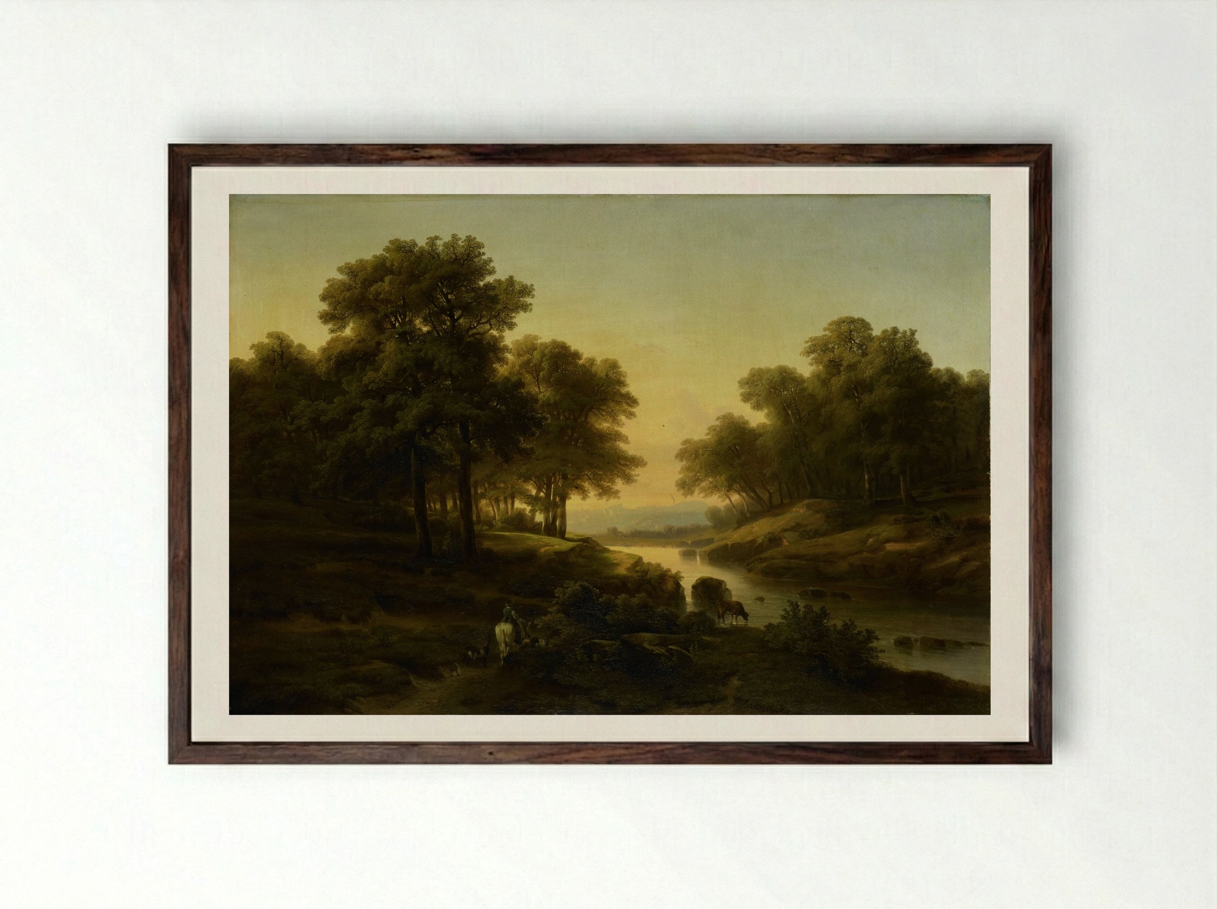 Landschap (River Scene with Cattle) - Alexandre Calame - Framed Print Dark Wood