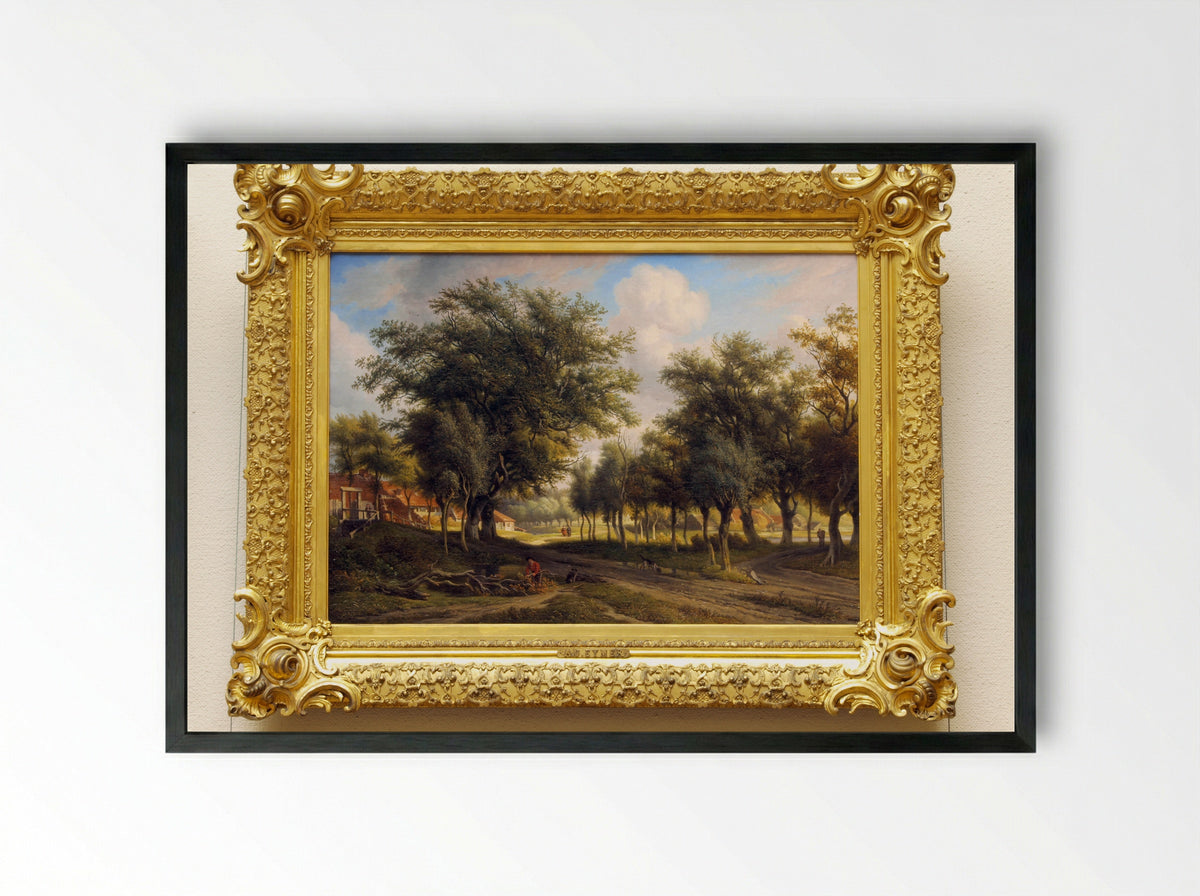 Landschap (Wooded Path with Figures) - Arnoldus Johannes Eymer - Framed Print Black