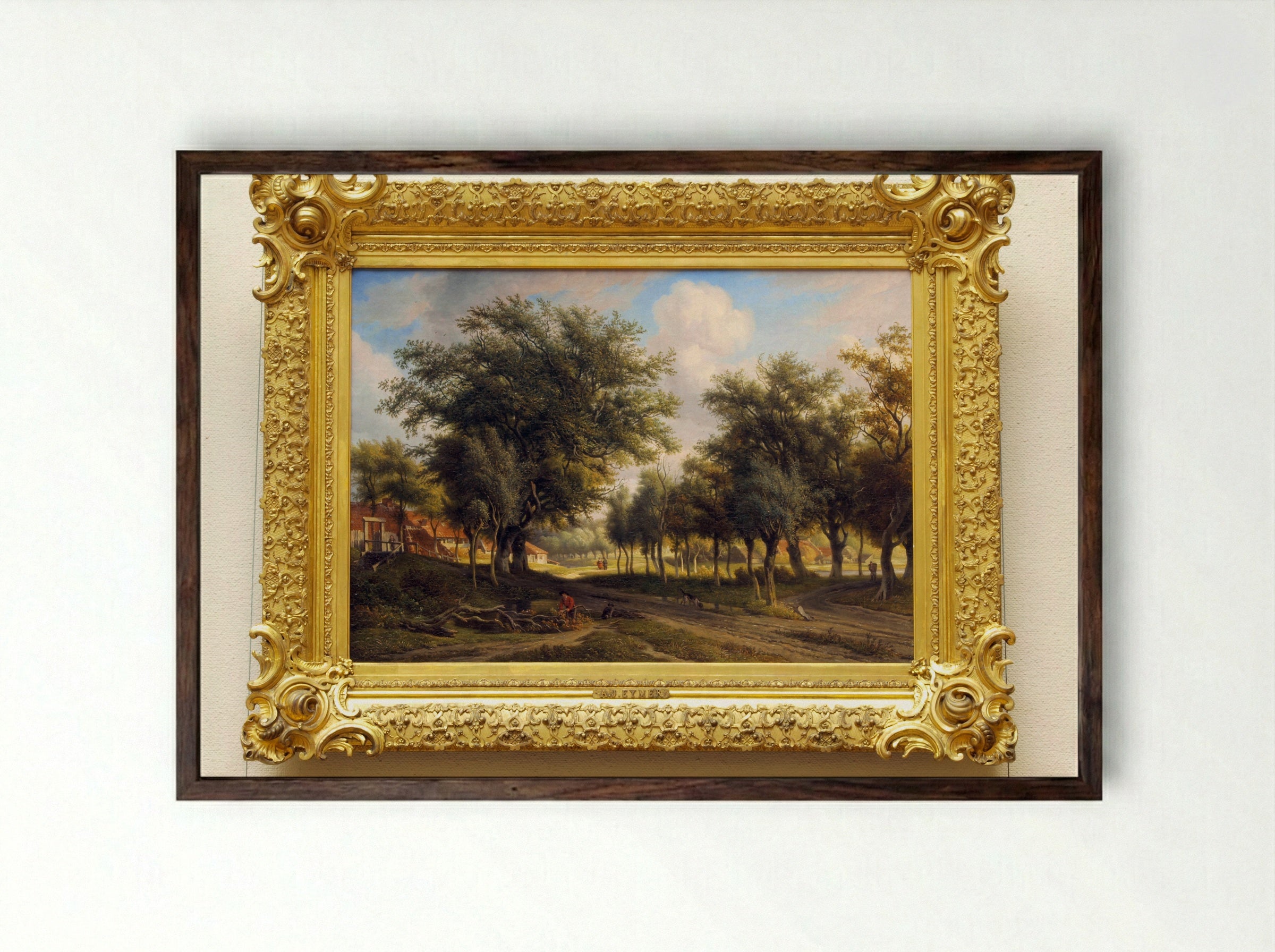 Landschap (Wooded Path with Figures) - Arnoldus Johannes Eymer - Framed Print Dark Wood