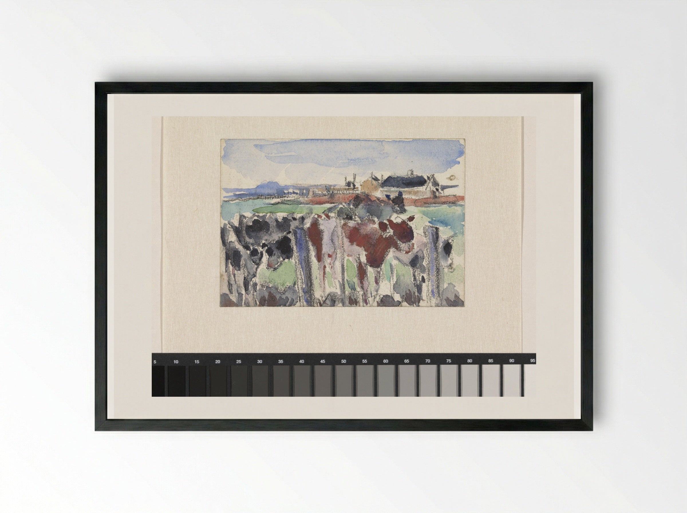 Landschap aan de Schinkel met koeien op de voorgrond - Rik Wouters - Framed Print Black