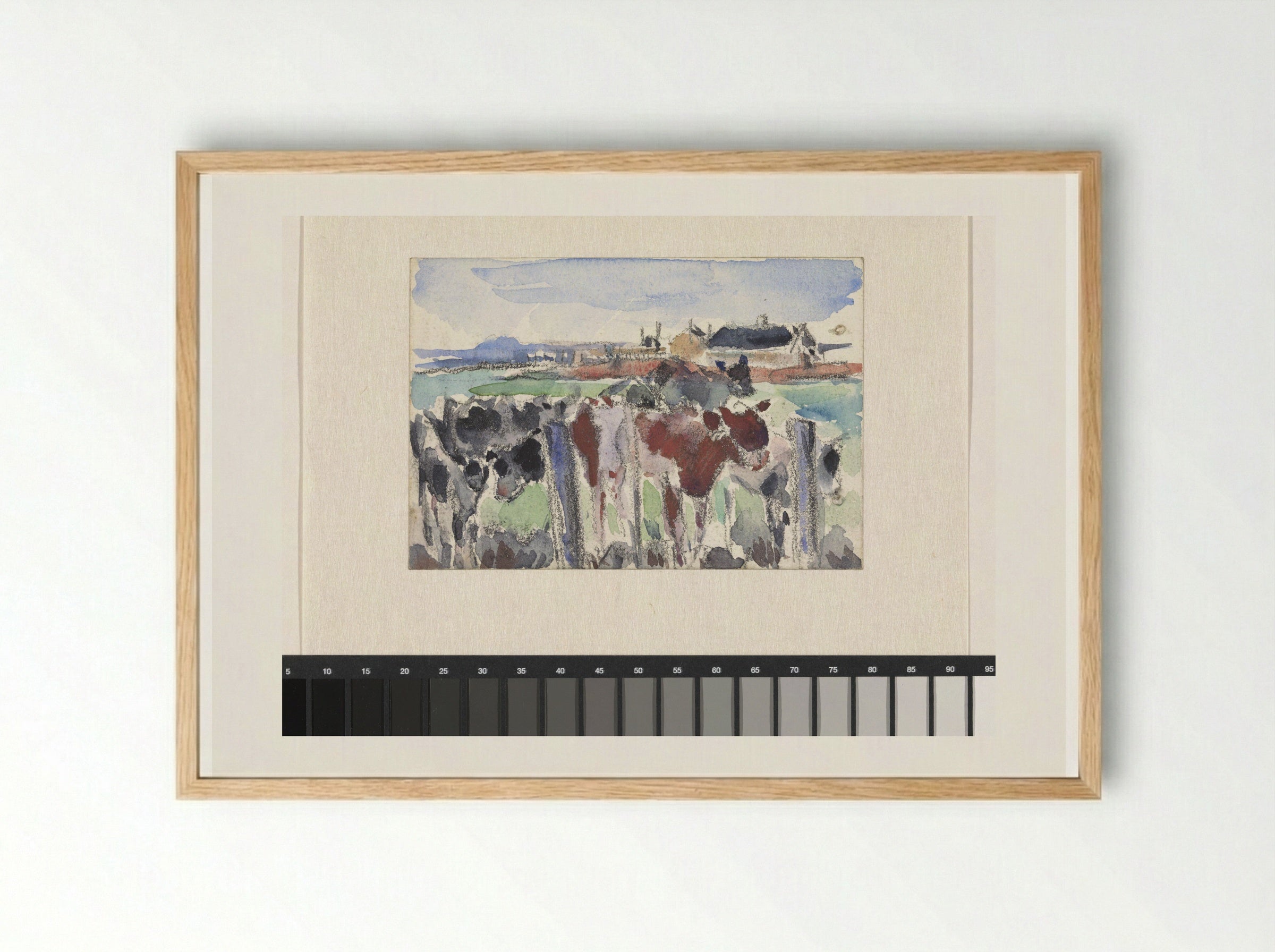 Landschap aan de Schinkel met koeien op de voorgrond - Rik Wouters - Framed Print Wood