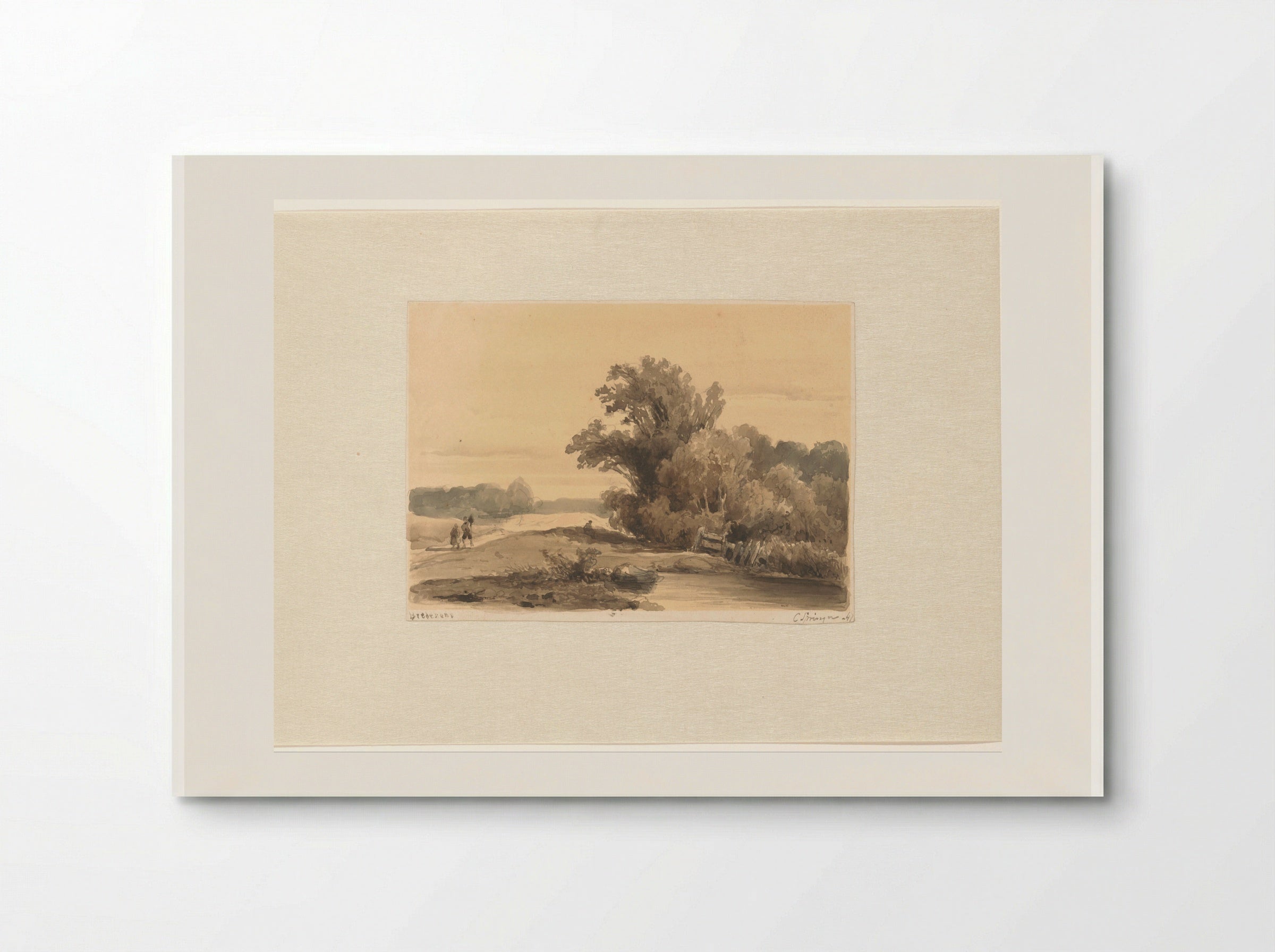 Landschap bij Brederode met wandelaars op een pad - Cornelis Springer - Poster