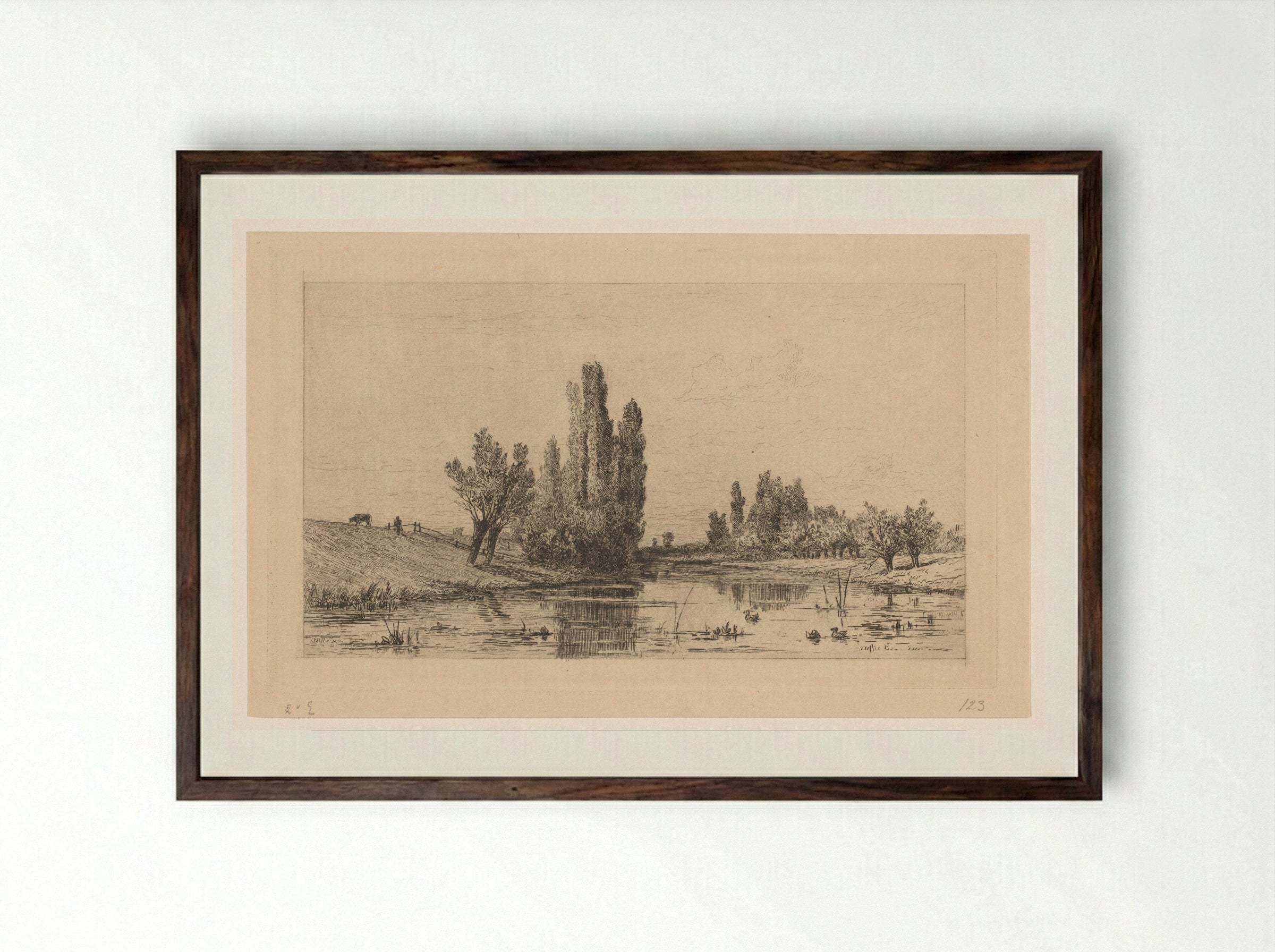 Landschap bij De Steeg - Carel Nicolaas Storm van 's-Gravesande - Framed Print Dark Wood