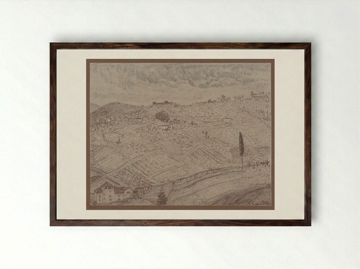 Landschap bij Florence - Joseph Henry Gosschalk - Framed Print Dark Wood