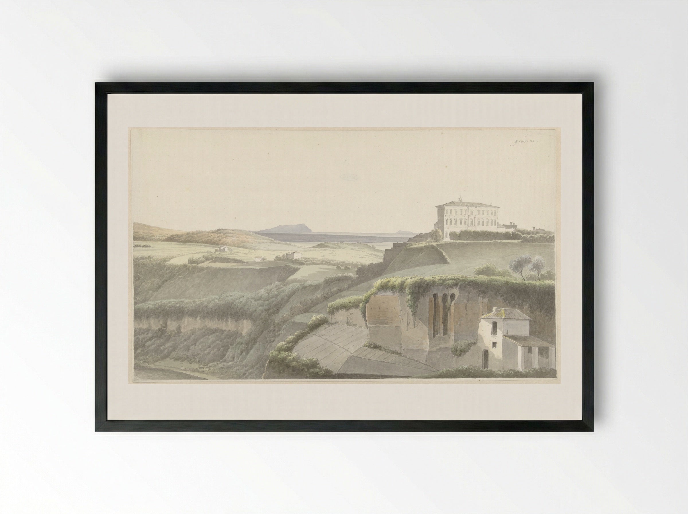 Landschap bij Genzano di Roma - Josephus Augustus Knip - Framed Print Black