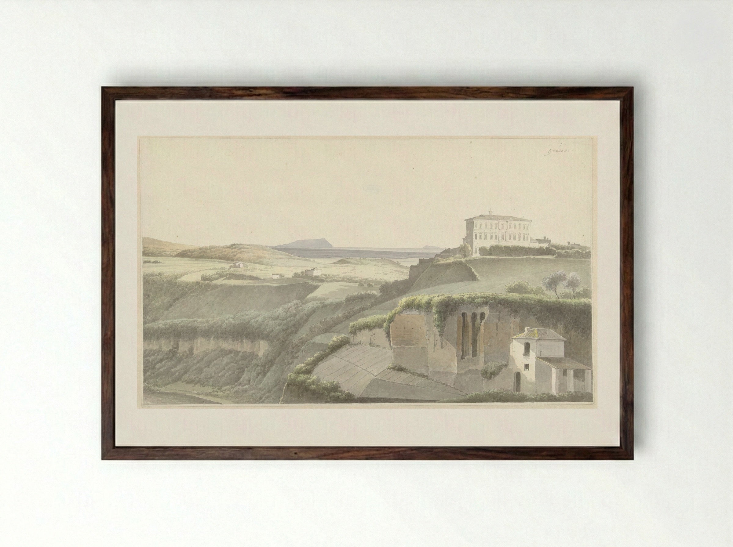Landschap bij Genzano di Roma - Josephus Augustus Knip - Framed Print Dark Wood