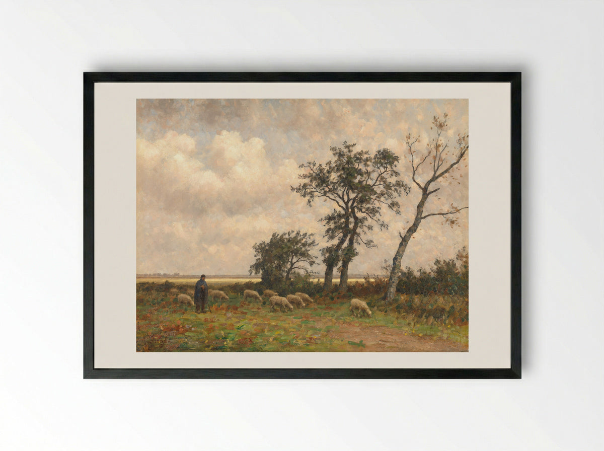Landschap in Drenthe - Alphonse Stengelin - Framed Print Black