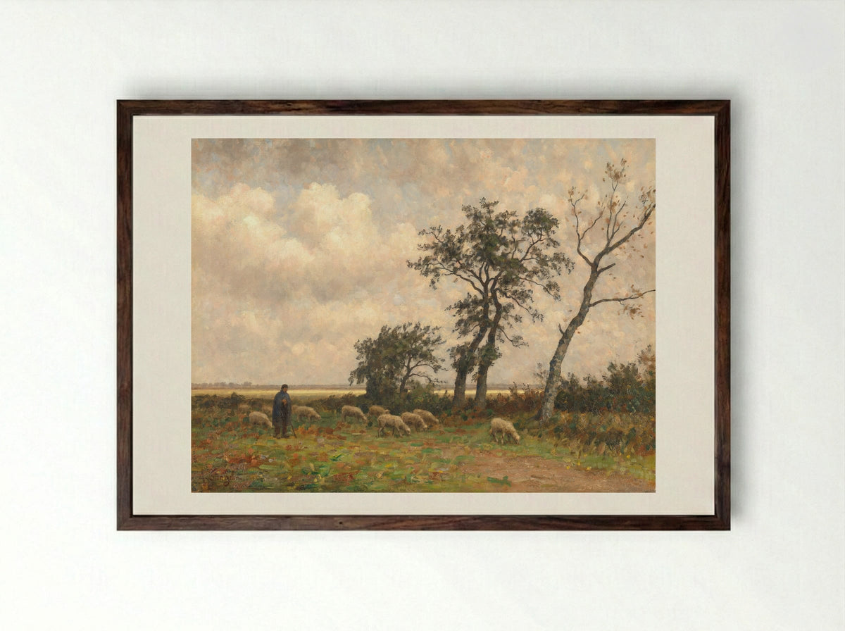 Landschap in Drenthe - Alphonse Stengelin - Framed Print Dark Wood
