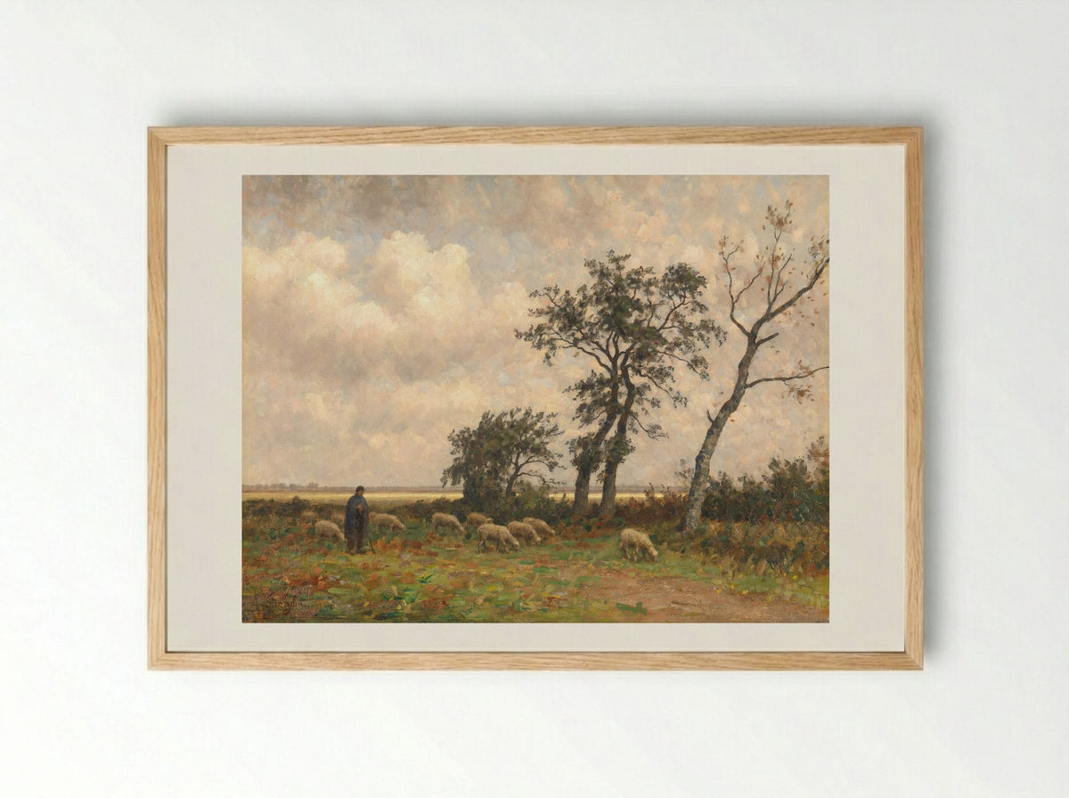 Landschap in Drenthe - Alphonse Stengelin - Framed Print Wood