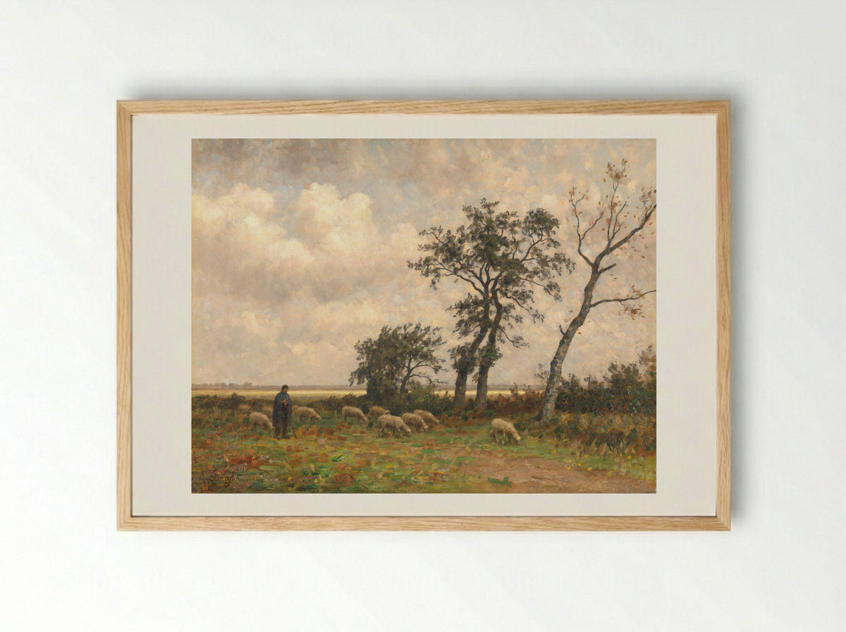 Landschap in Drenthe - Alphonse Stengelin - Framed Print Wood