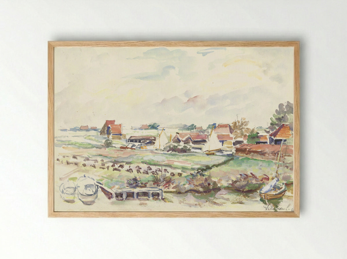 Landschap in Friesland - André Villeboeuf - Framed Print Wood