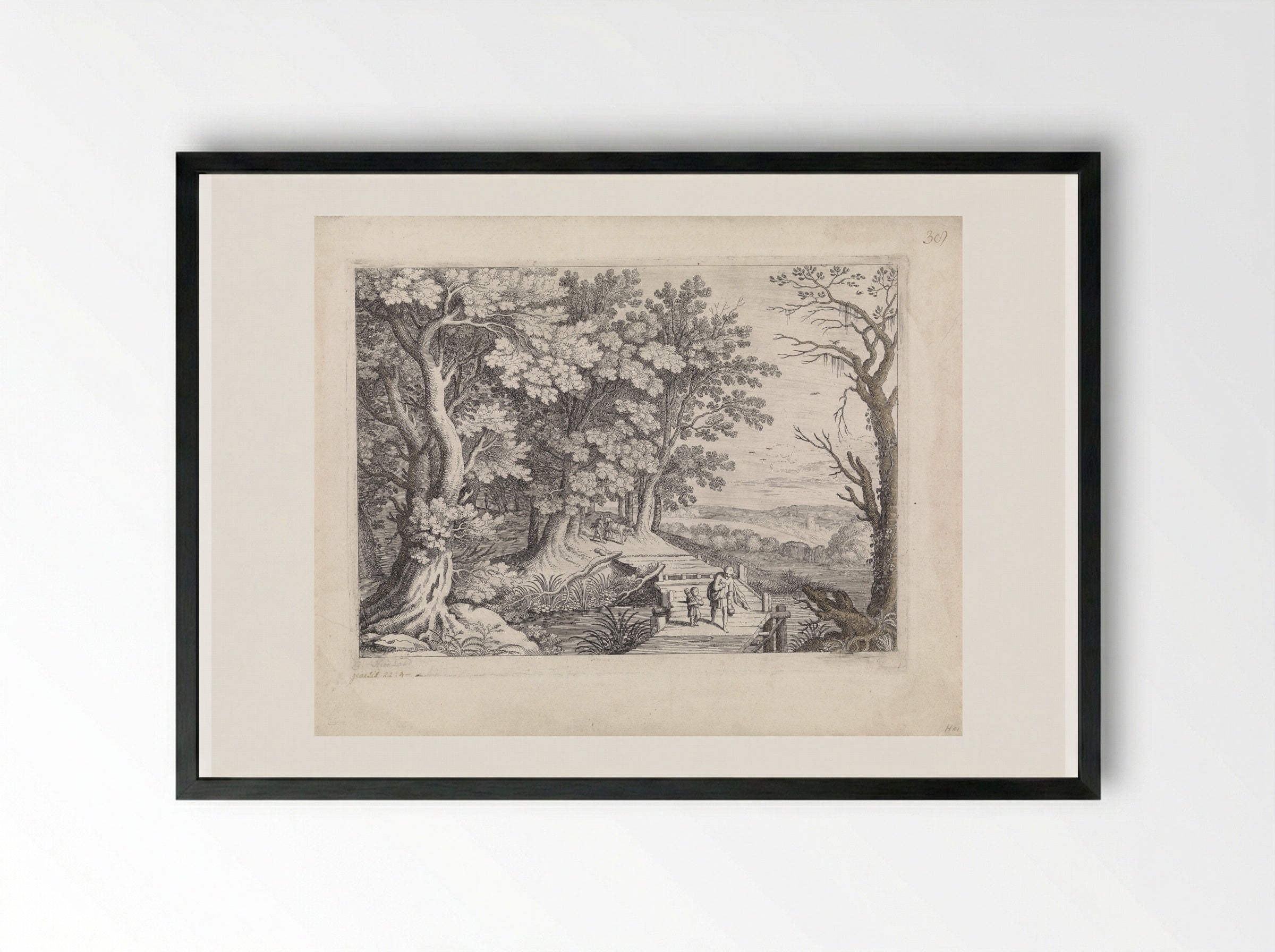Landschap met Abraham en Isaak - Guilliam van Nieulandt (II) - Framed Print Black