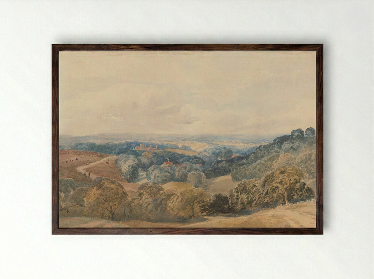 Landschap met Crieff Castle - Henry Jutsum - Framed Print Dark Wood