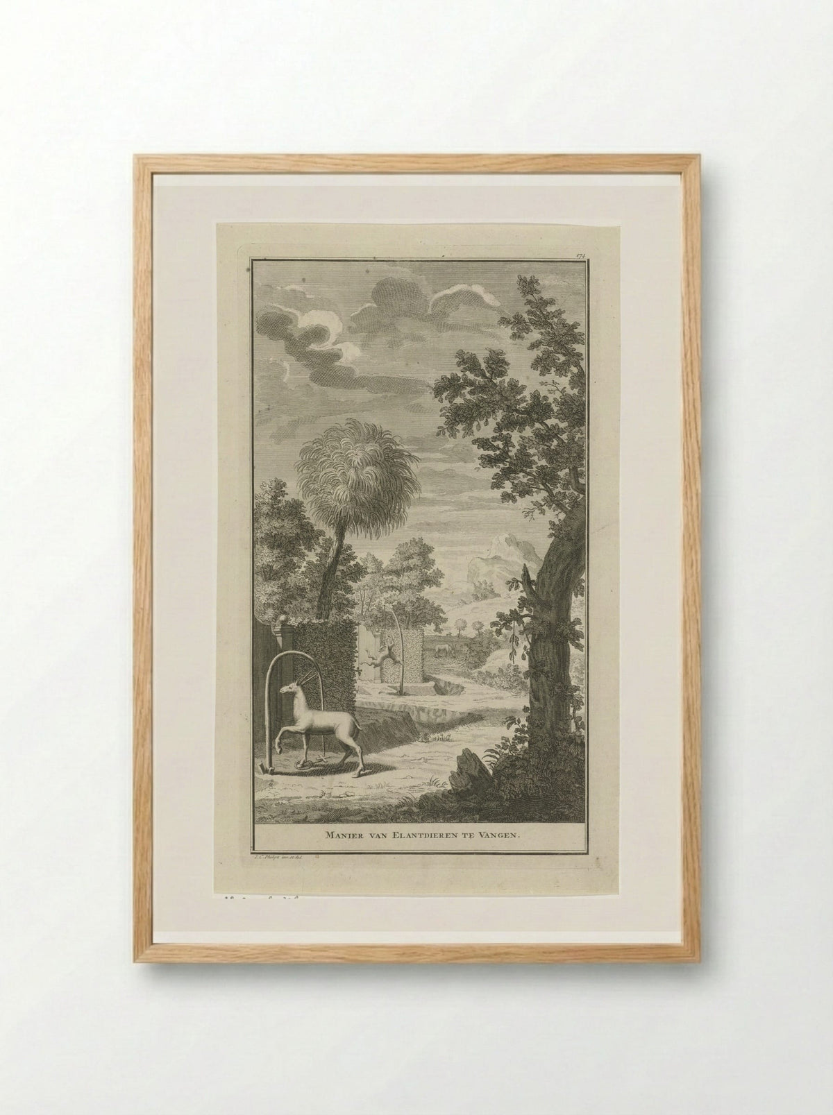 Landschap met Khoikhoi die jagen op elanden - Jan Caspar Philips - Framed Print Wood