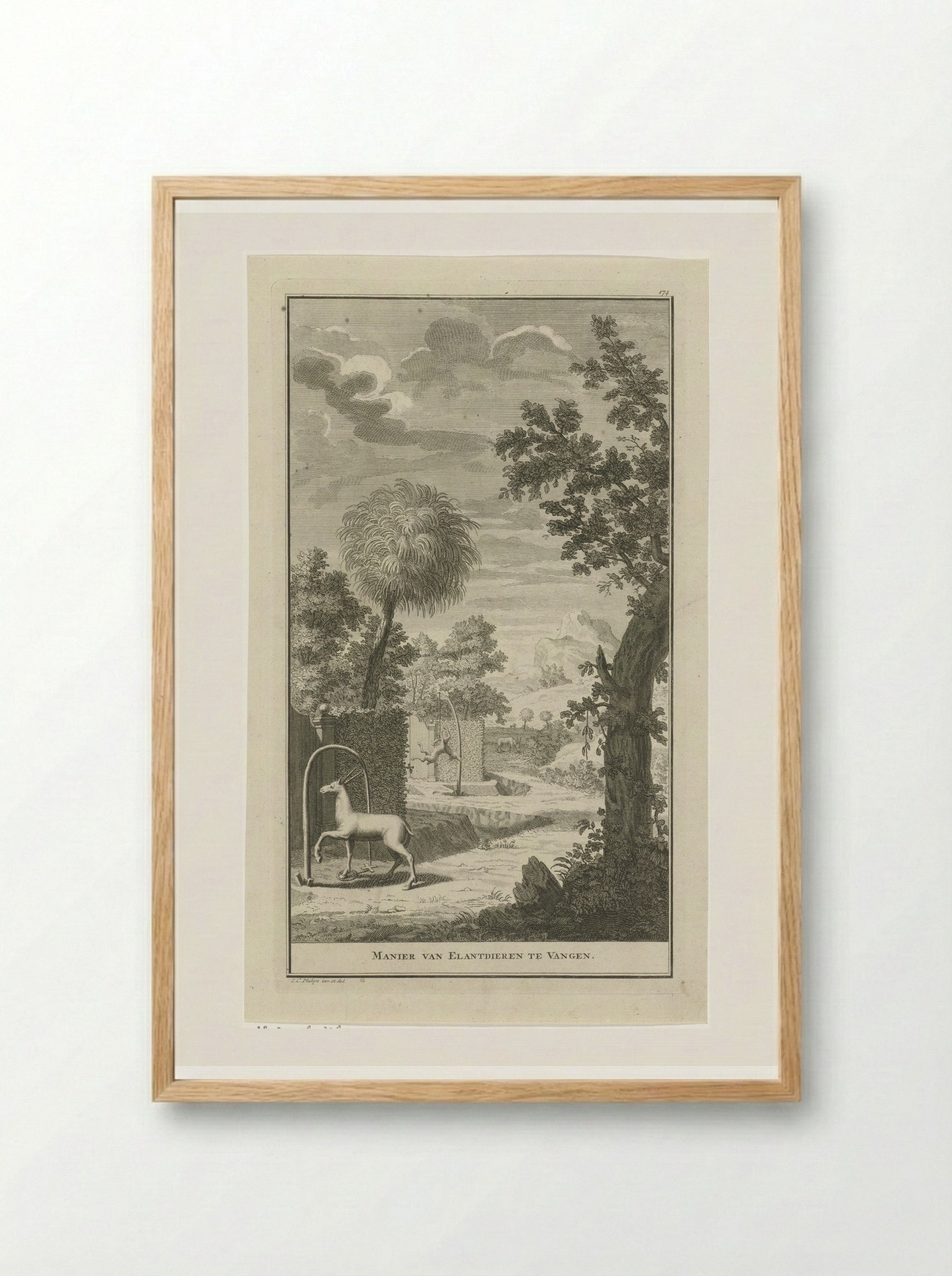 Landschap met Khoikhoi die jagen op elanden - Jan Caspar Philips - Framed Print Wood