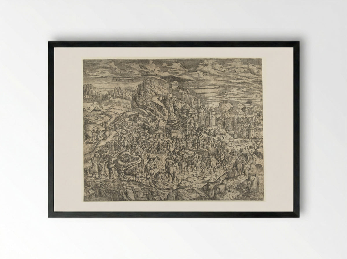 Landschap met Kruisdraging - Herri met de Bles - Framed Print Black