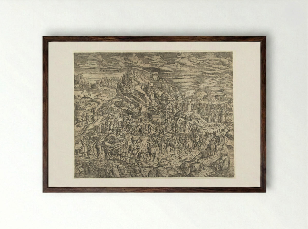 Landschap met Kruisdraging - Herri met de Bles - Framed Print Dark Wood