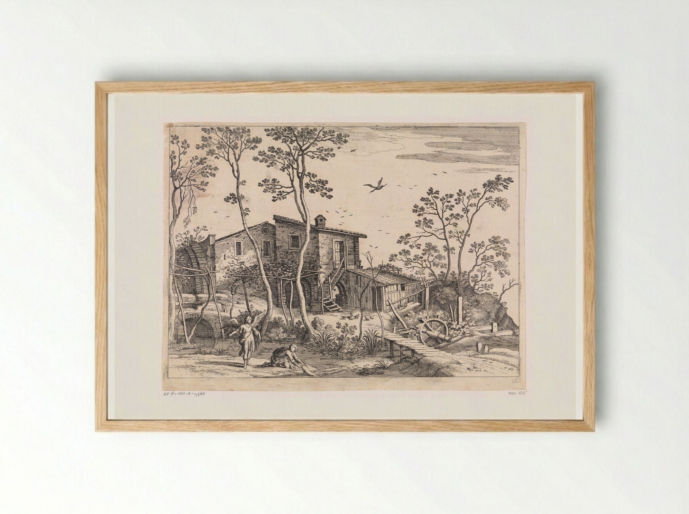Landschap met Tobias en de engel - Guilliam van Nieulandt (II) - Framed Print Wood
