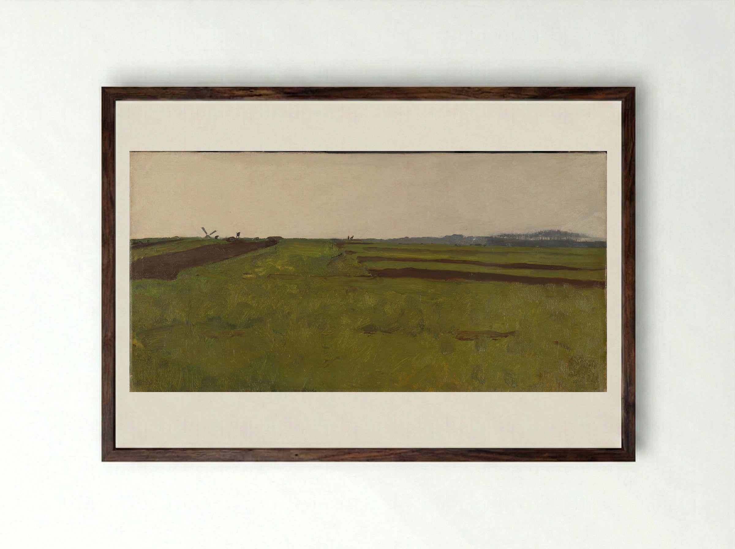 Landschap met akkervelden - Willem Witsen - Framed Print Dark Wood