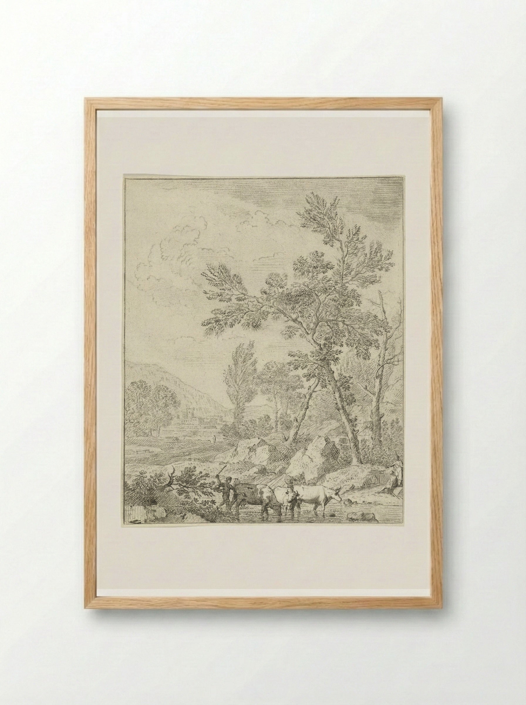 Landschap met beek - Cornelis van Noorde - Framed Print Wood