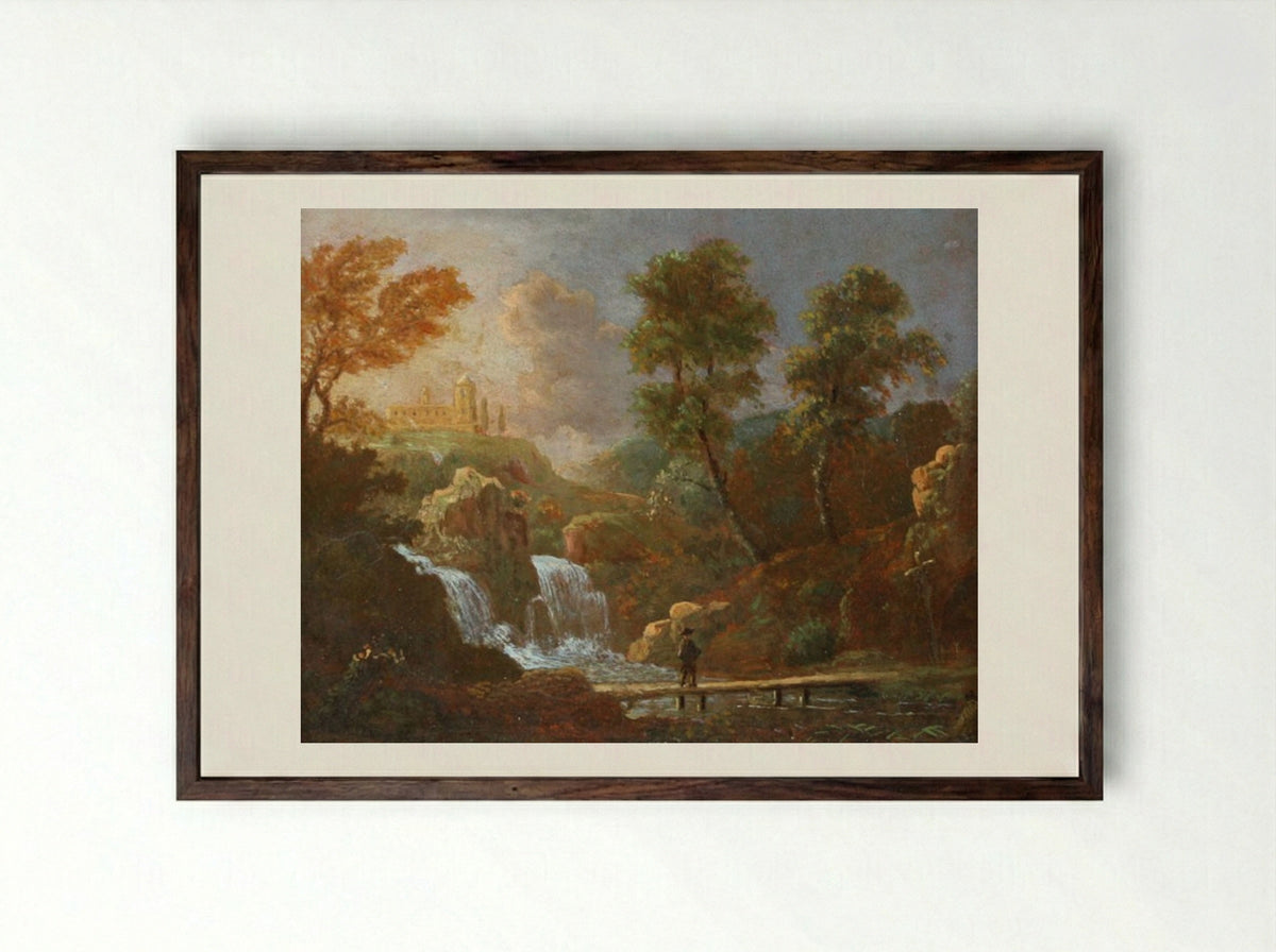 Landschap met boerderij bij water - Willem van Bemmel - Framed Print Dark Wood