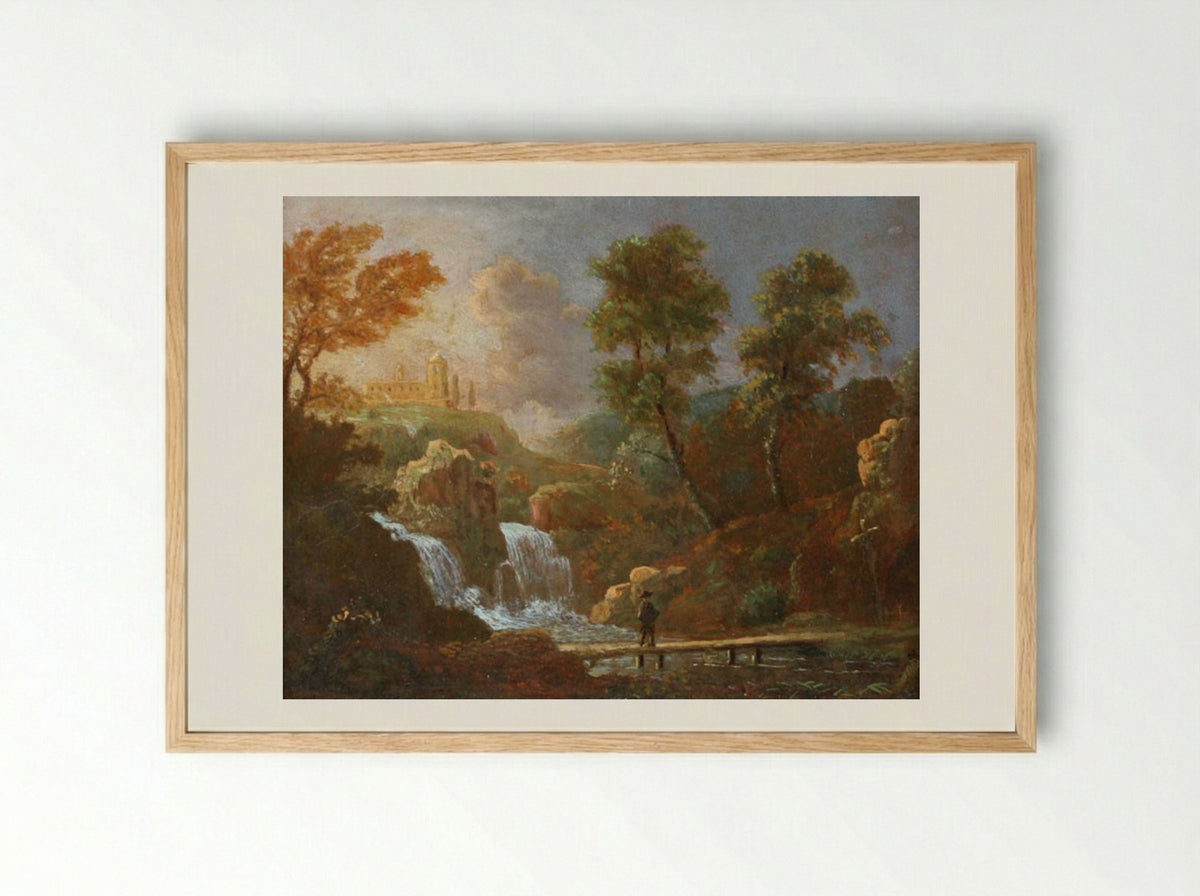 Landschap met boerderij bij water - Willem van Bemmel - Framed Print Wood