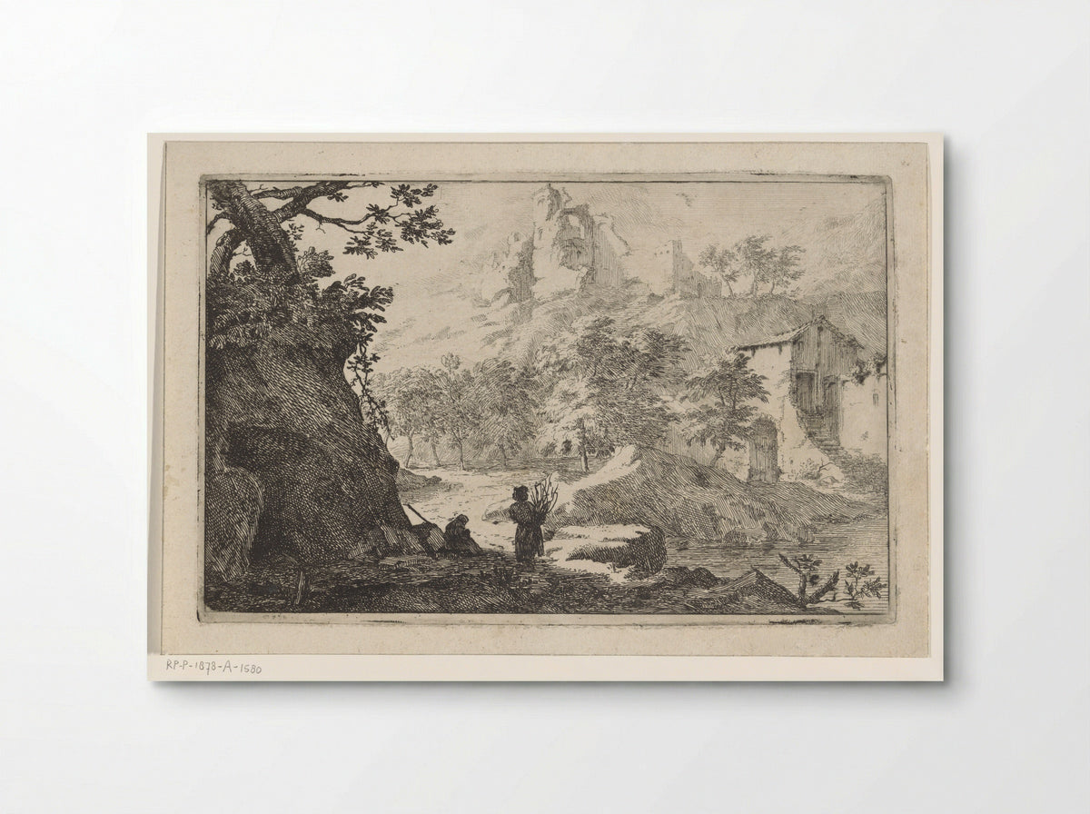Landschap met boerderij en ruïne - Jan Smees - Poster