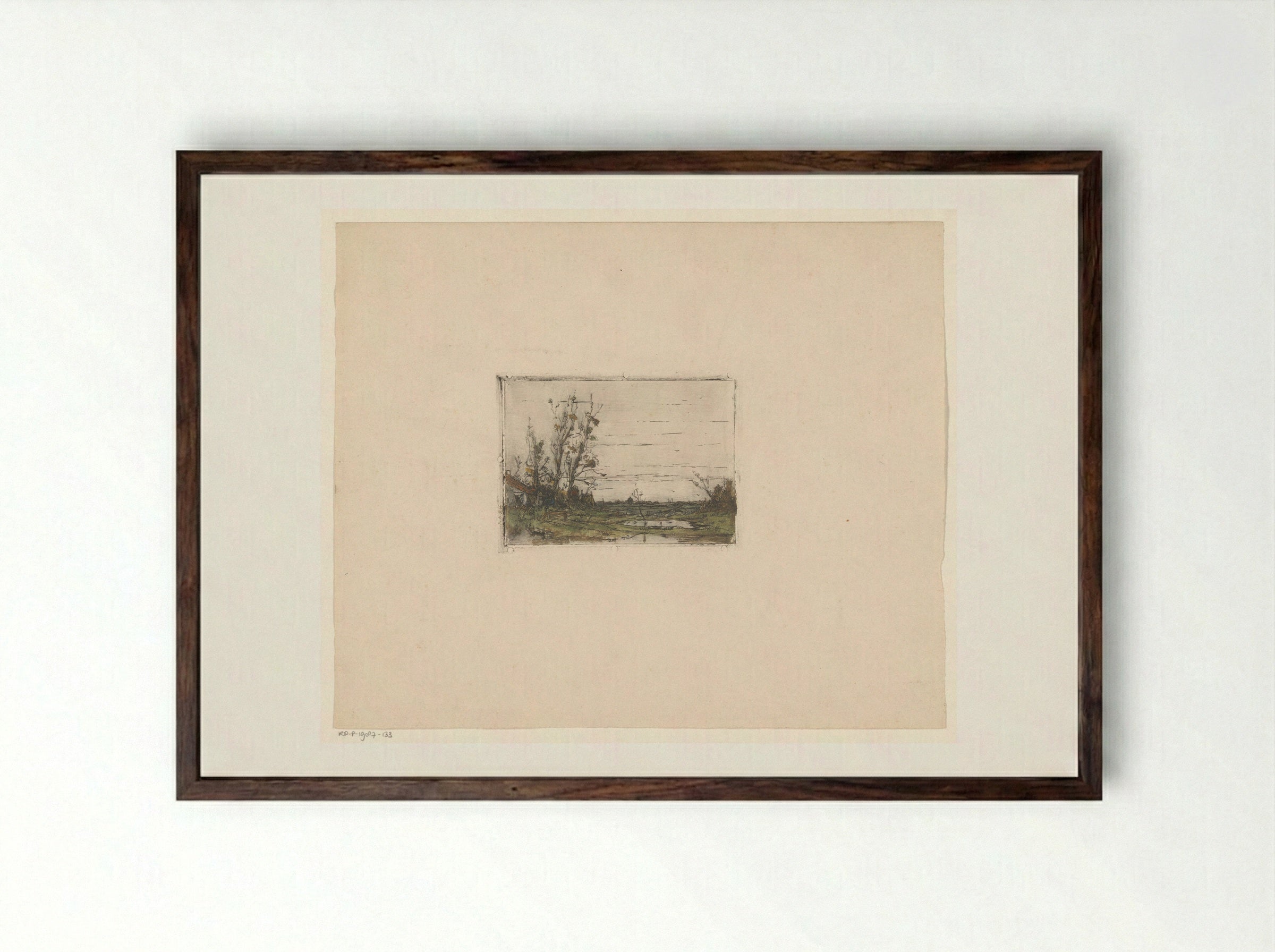 Landschap met boerderij - Jan Paul Valkema Blouw - Framed Print Dark Wood