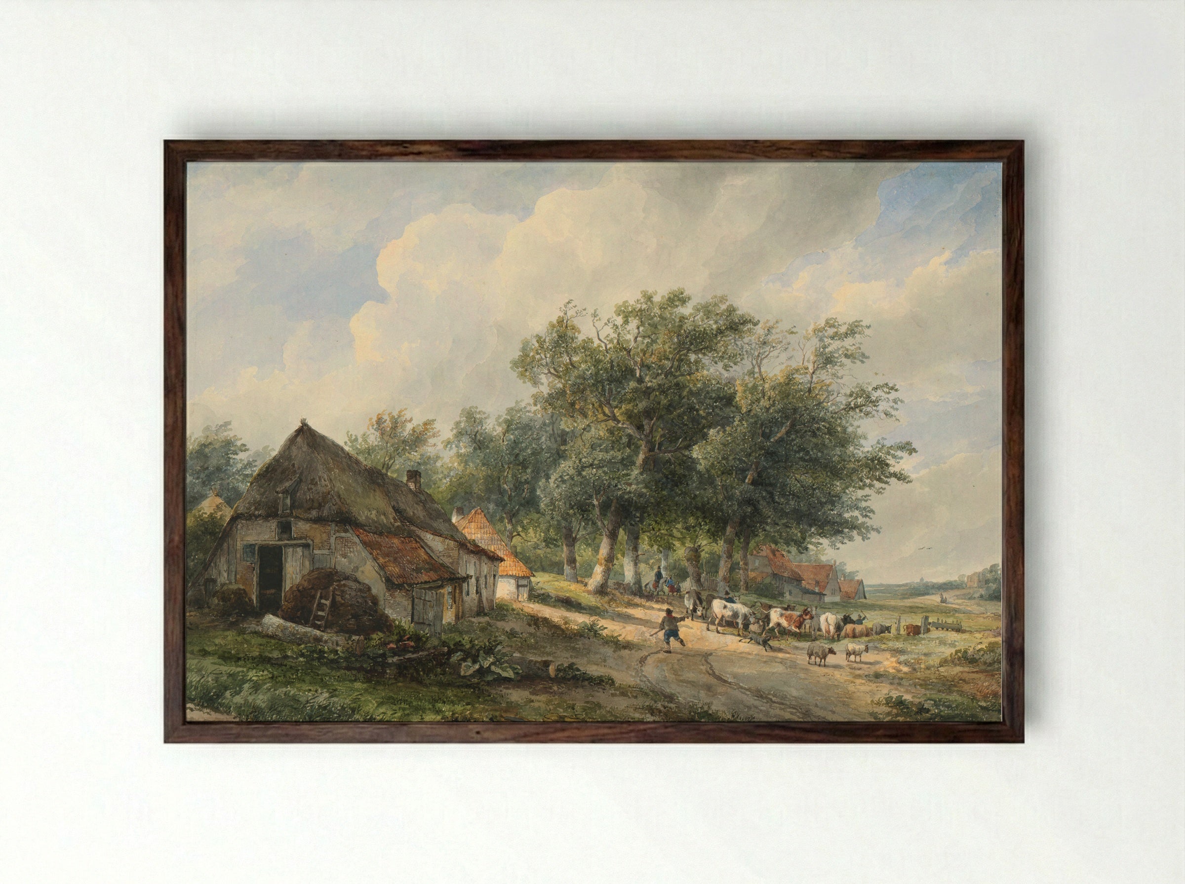 Landschap met boerderijen en vee - Wijnand Nuijen - Framed Print Dark Wood