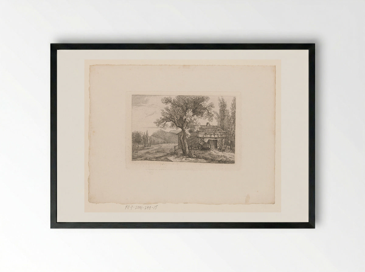 Landschap met boerenschuur bij een sloot - Marie Anna Fischer - Framed Print Black