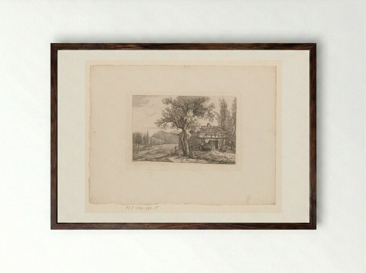 Landschap met boerenschuur bij een sloot - Marie Anna Fischer - Framed Print Dark Wood