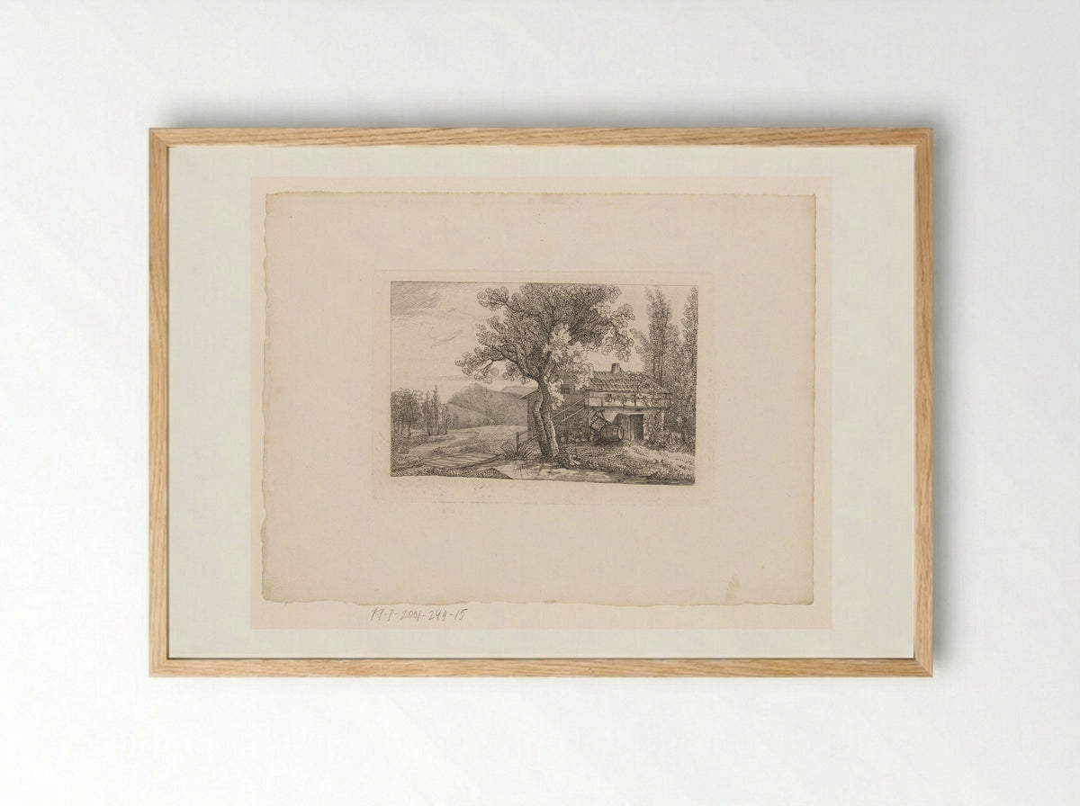 Landschap met boerenschuur bij een sloot - Marie Anna Fischer - Framed Print Wood