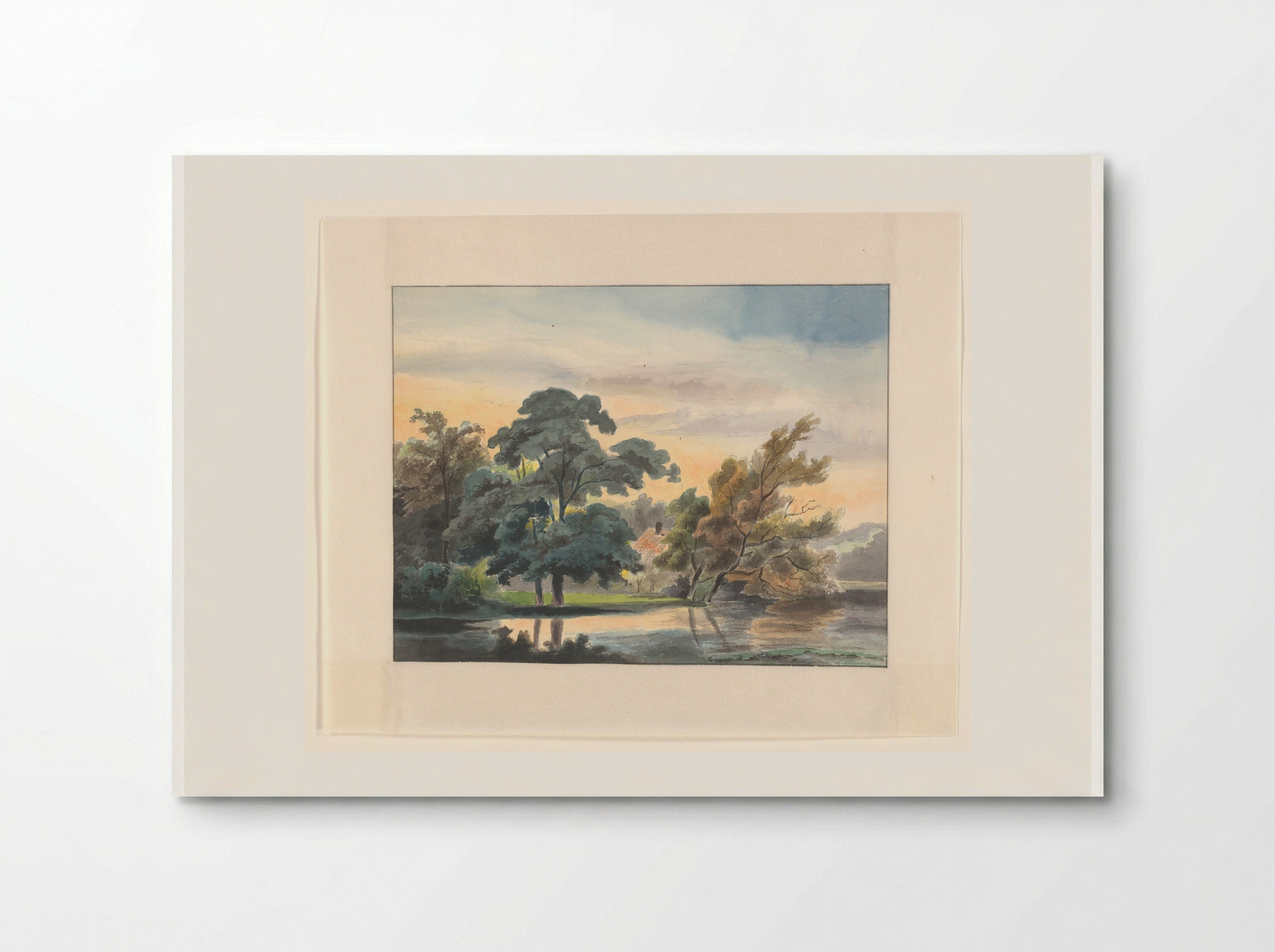 Landschap met bomen aan een waterkant - Johannes van Reijn - Poster