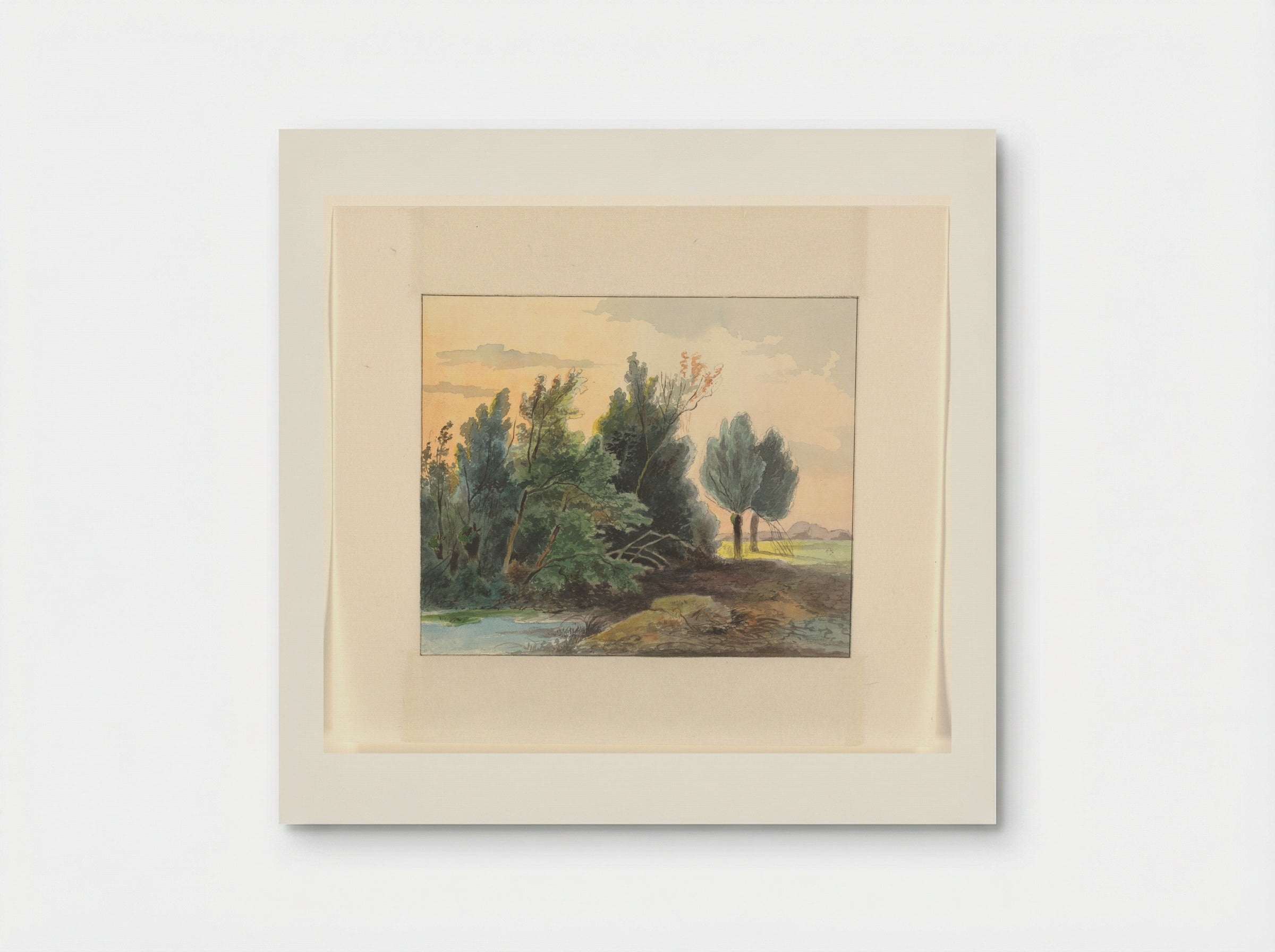 Landschap met bomen bij een sloot - Johannes van Reijn - Poster