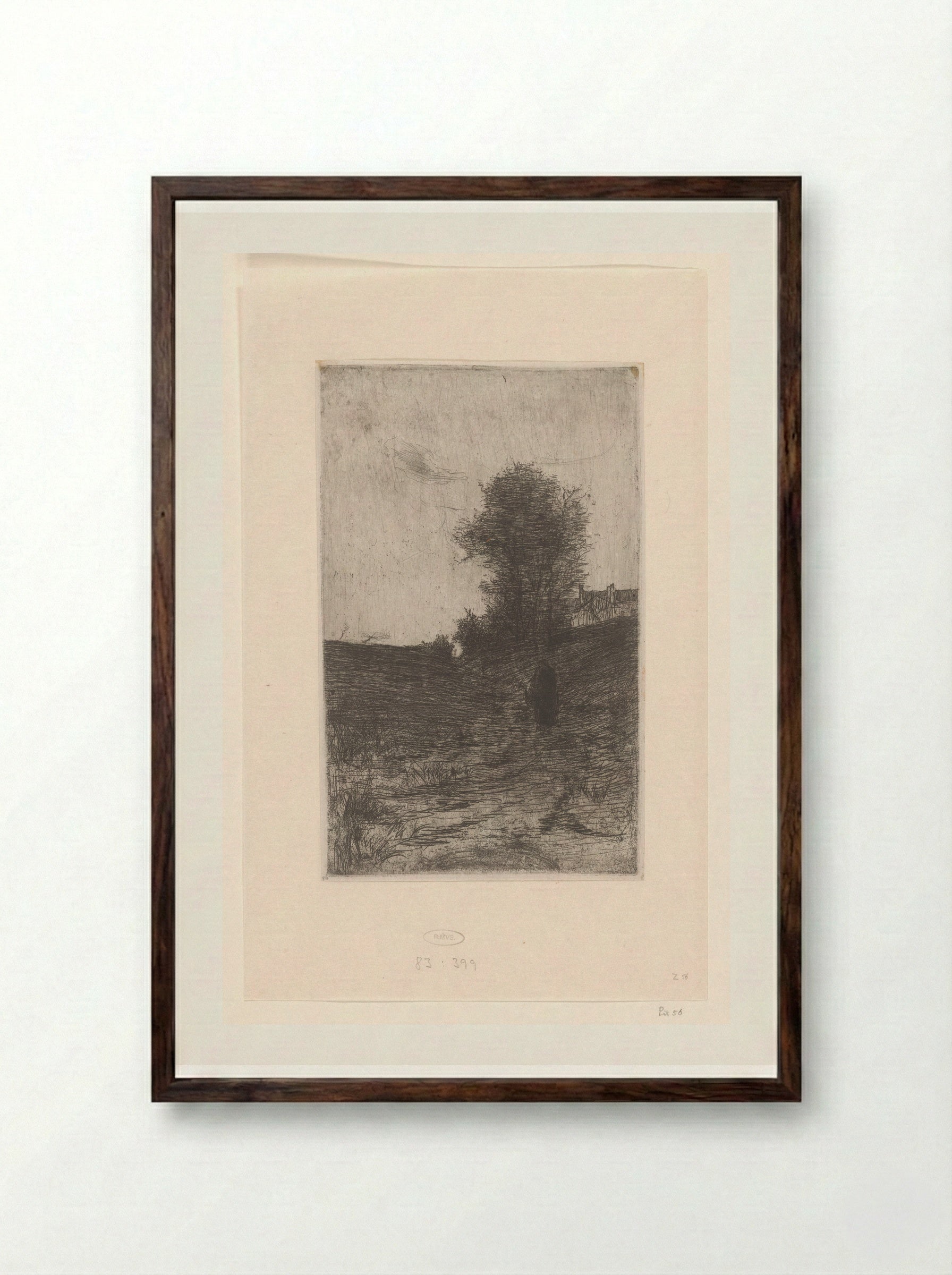 Landschap met bomen, huizen en wandelend figuur - Philip Zilcken - Framed Print Dark Wood