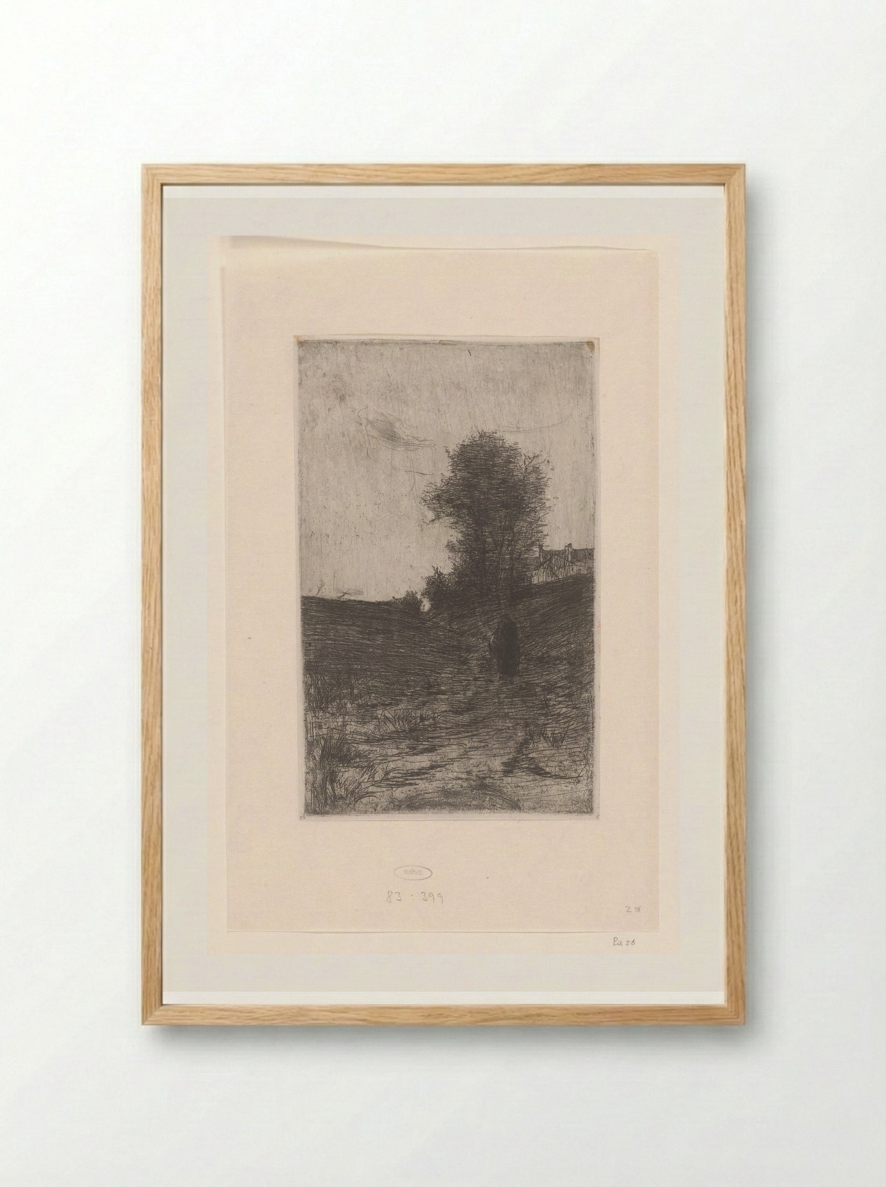 Landschap met bomen, huizen en wandelend figuur - Philip Zilcken - Framed Print Wood