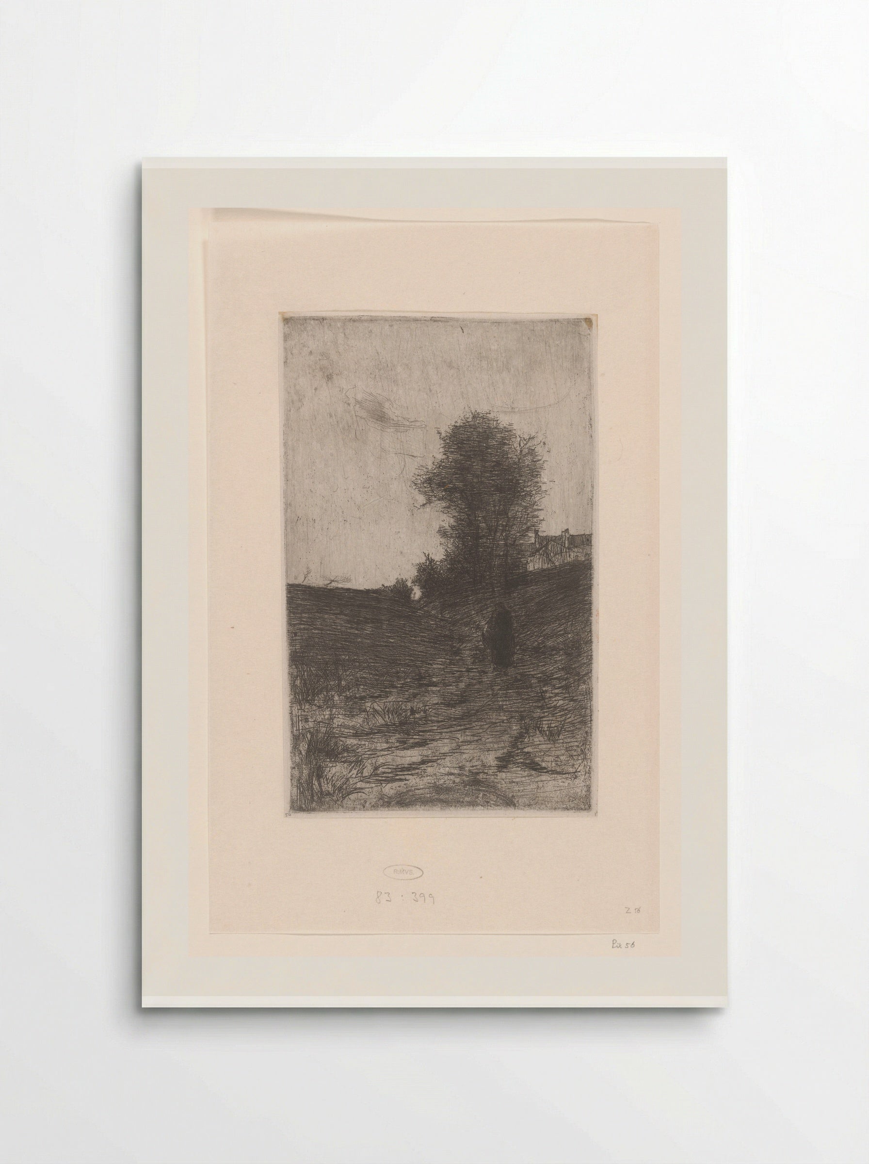 Landschap met bomen, huizen en wandelend figuur - Philip Zilcken - Poster