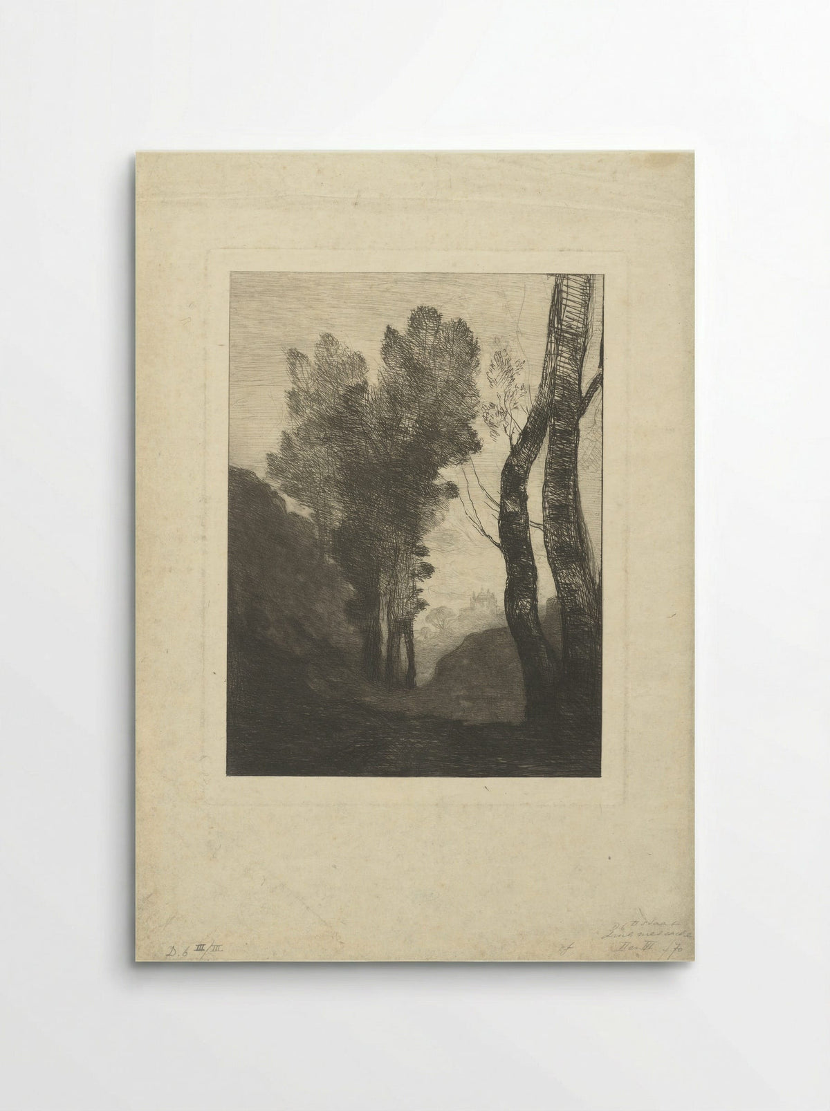 Landschap met bomen in omgeving van Rome - Camille Corot - Poster