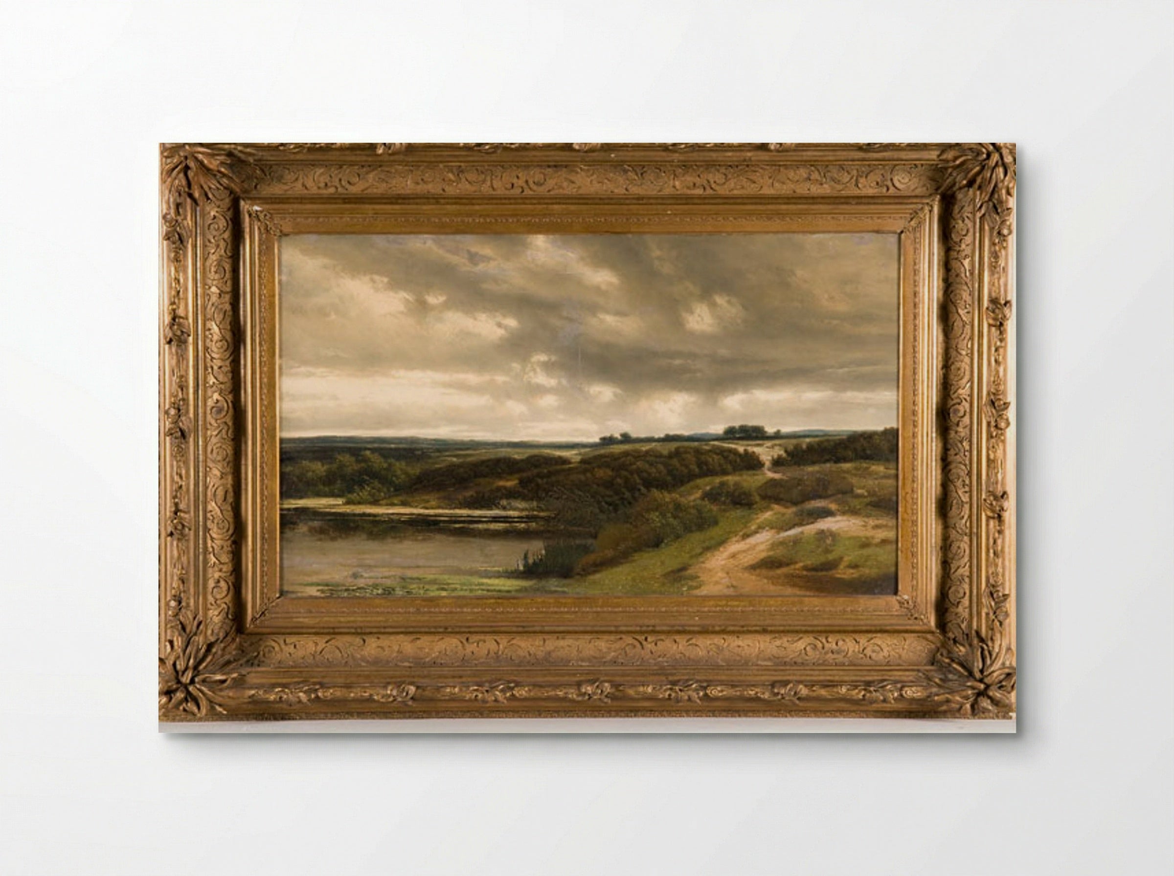 Landschap met bomen langs een waterkant - Johannes Gijsbert Vogel - Poster