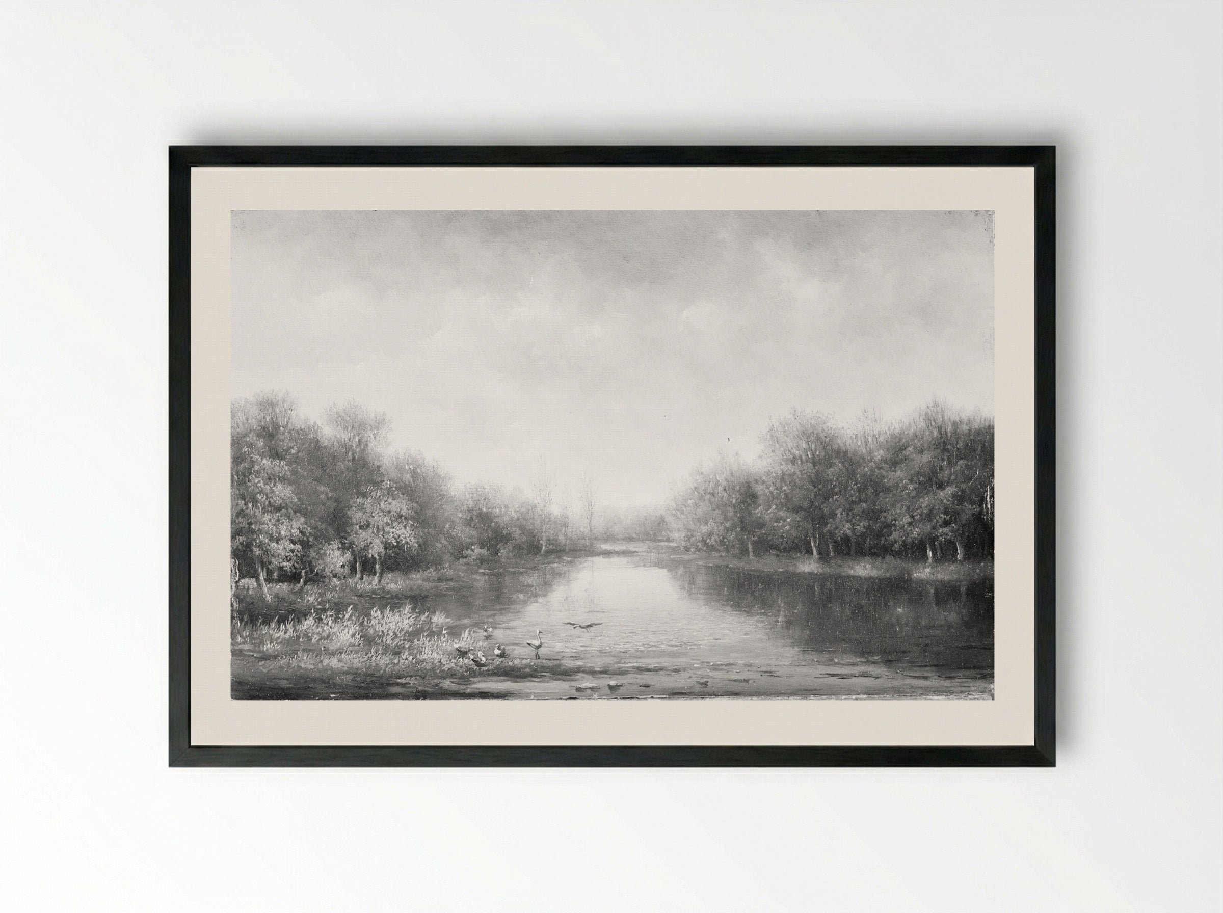 Landschap met bomen - Johannes Warnardus Bilders - Framed Print Black