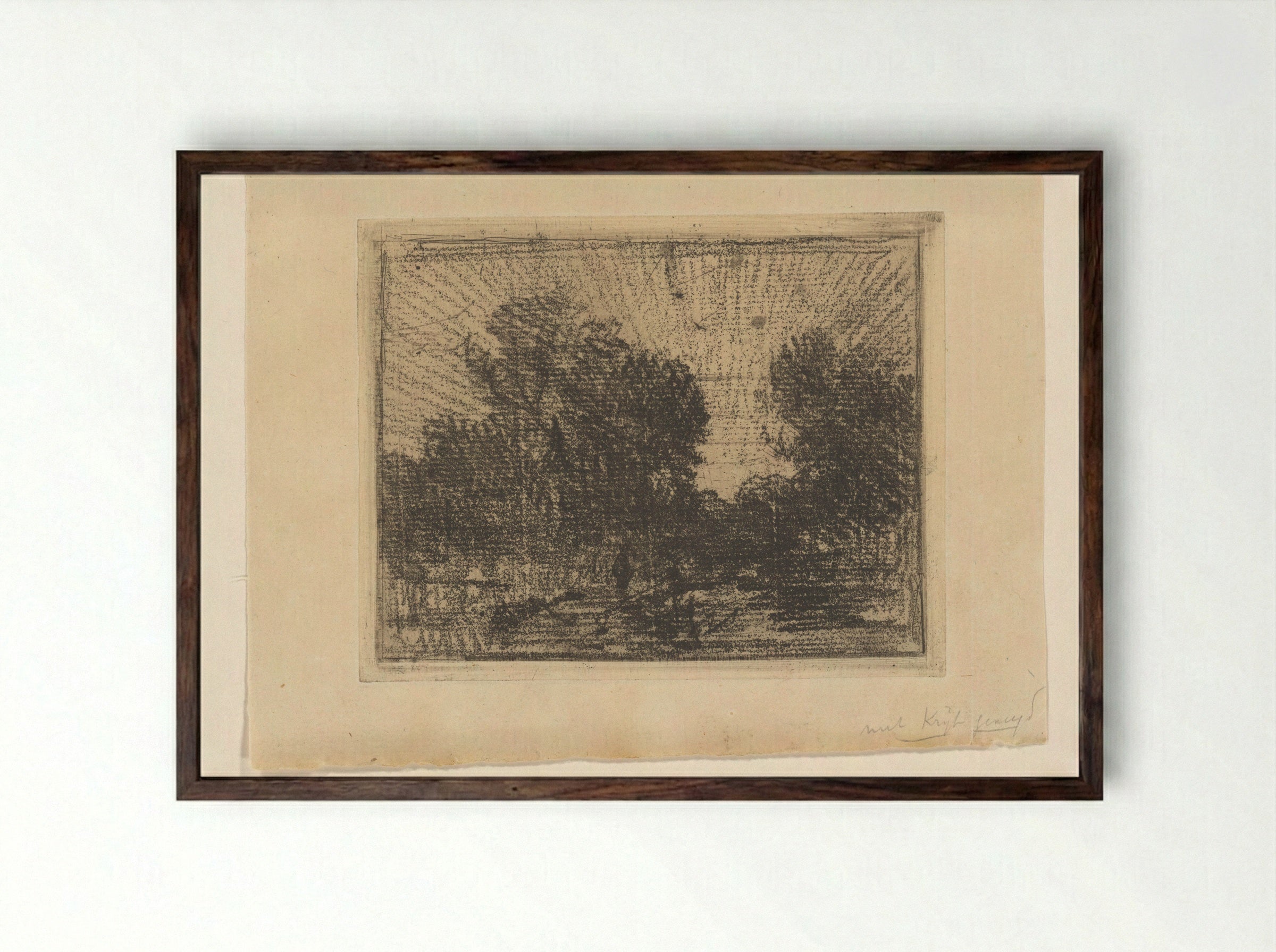 Landschap met bomen - Philip Zilcken - Framed Print Dark Wood