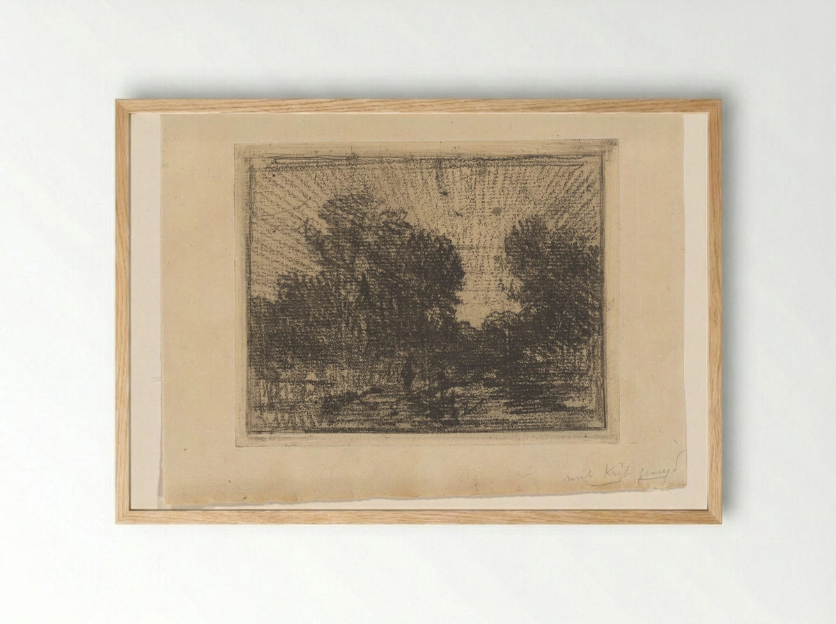 Landschap met bomen - Philip Zilcken - Framed Print Wood