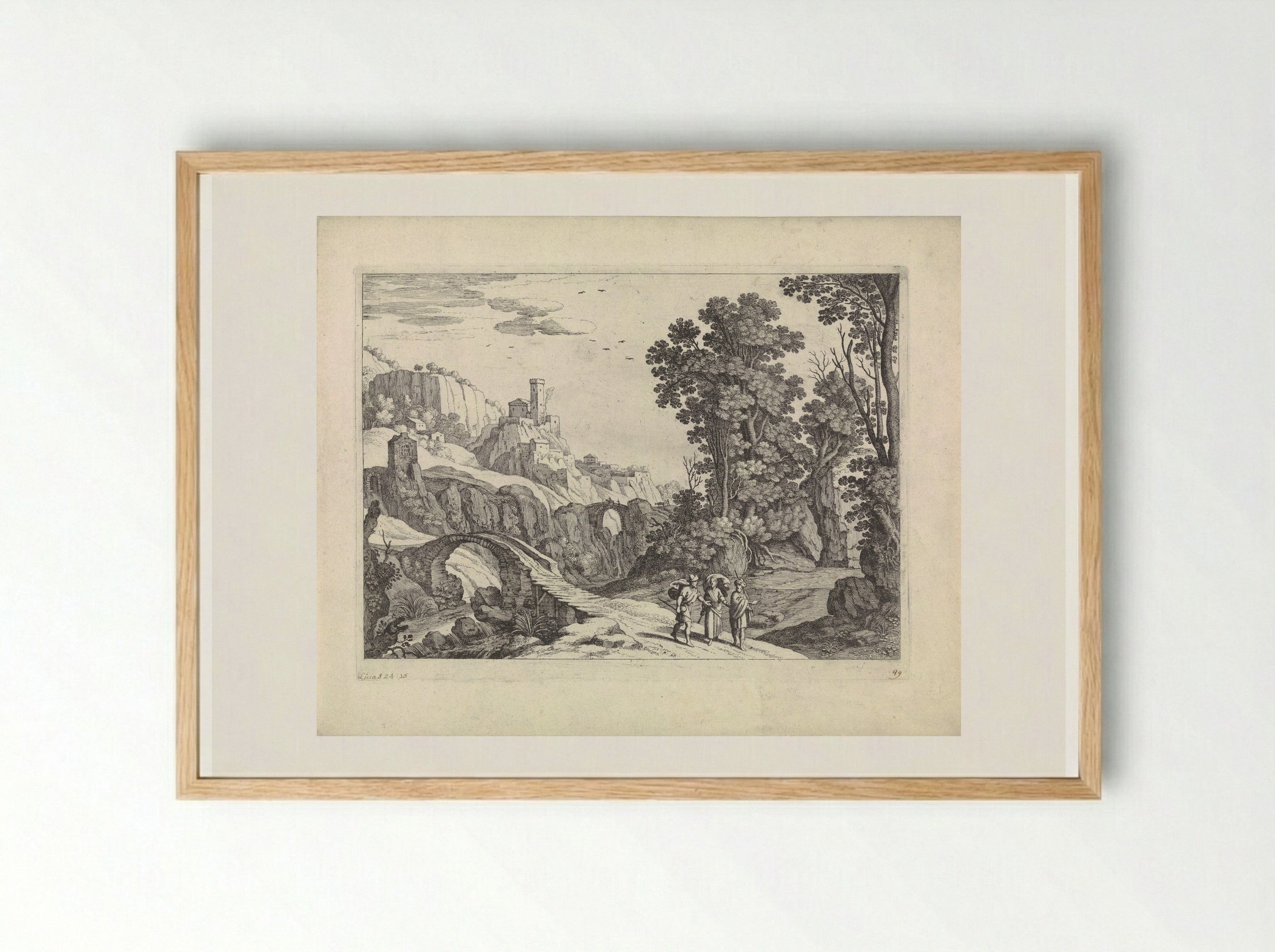 Landschap met de Emmaüsgangers - Guilliam van Nieulandt (II) - Framed Print Wood