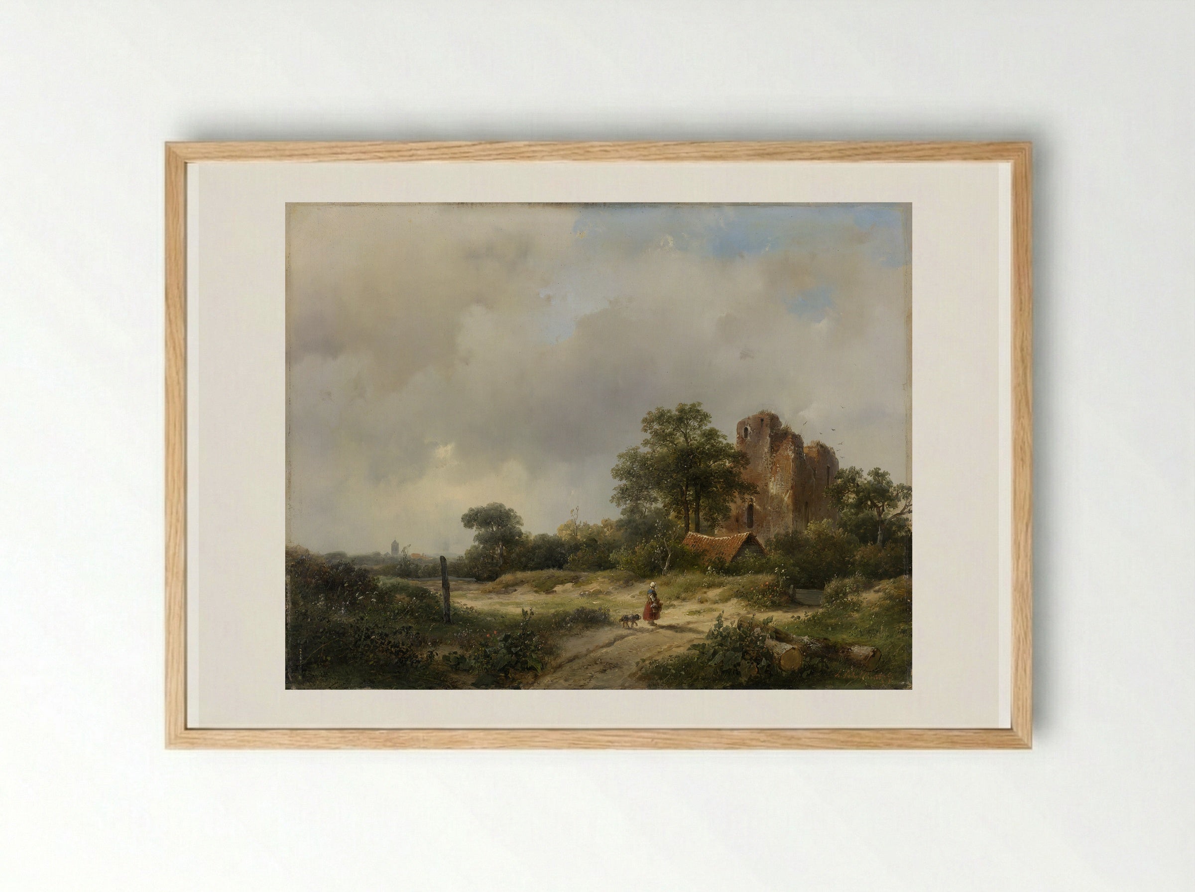 Landschap met de ruïne van kasteel Brederode te Santpoort - Andreas Schelfhout - Framed Print Wood